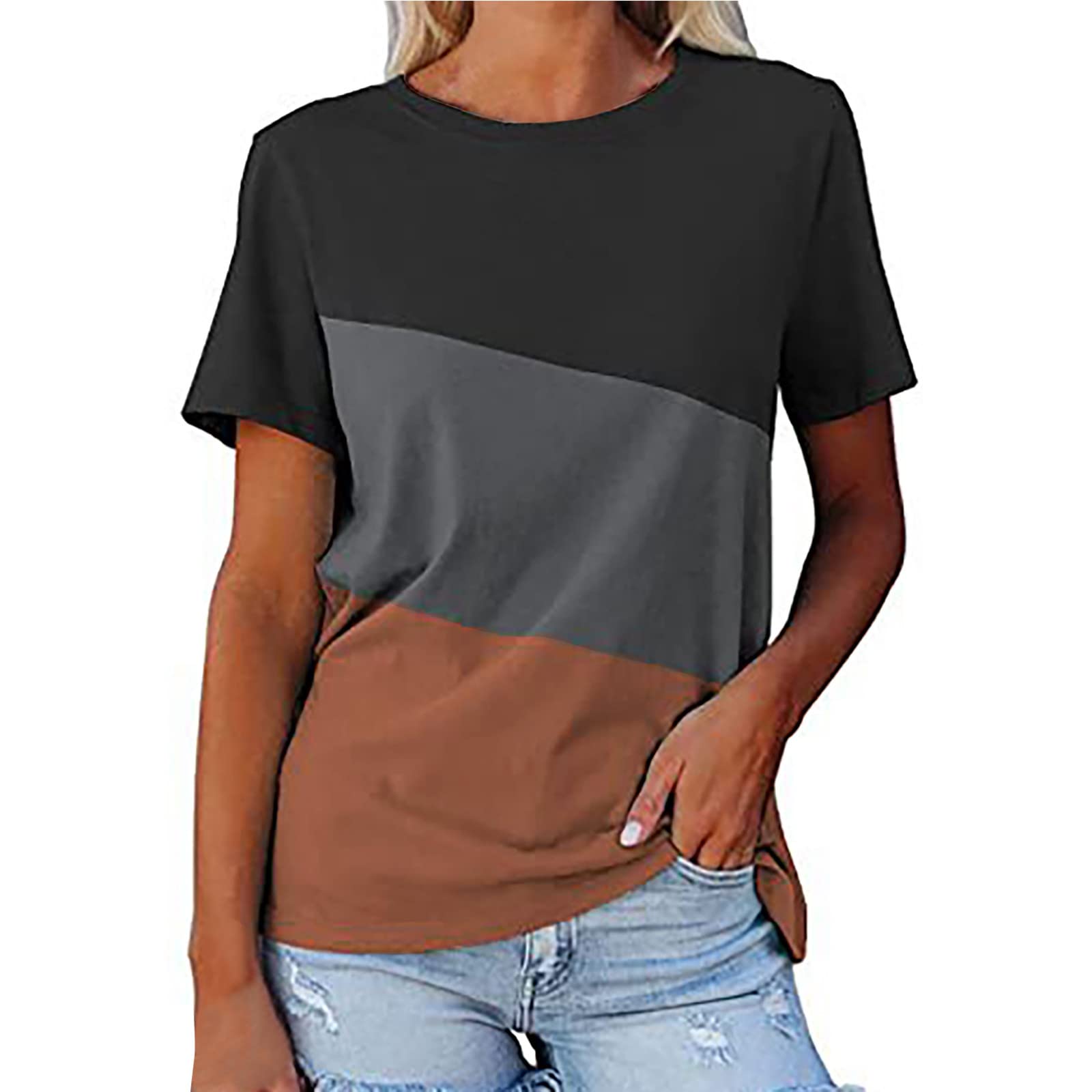Trendy Women's Summer Tops - Short Sleeve Crew Neck Tees for Casual Wear
