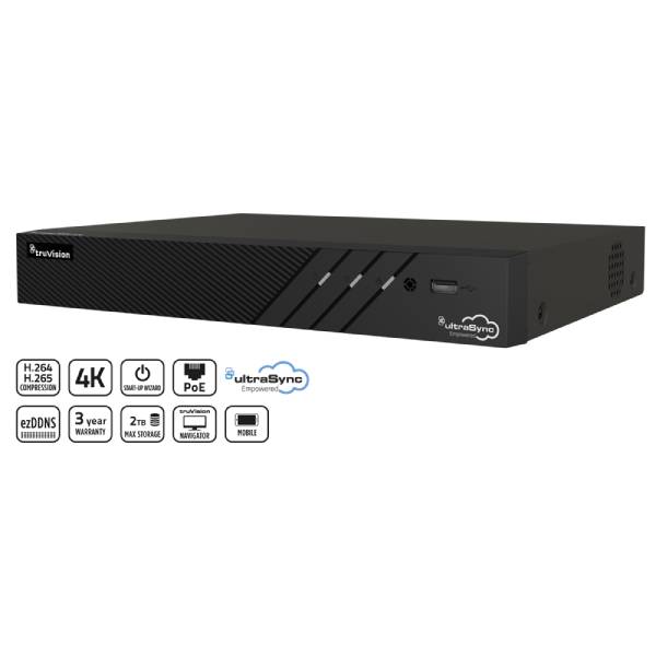TruVision 4 Channel NVR Security System with 2TB HDD - TVN1204CS-2T for Home & Business Surveillance | 24/7 Recording, Remote Monitoring