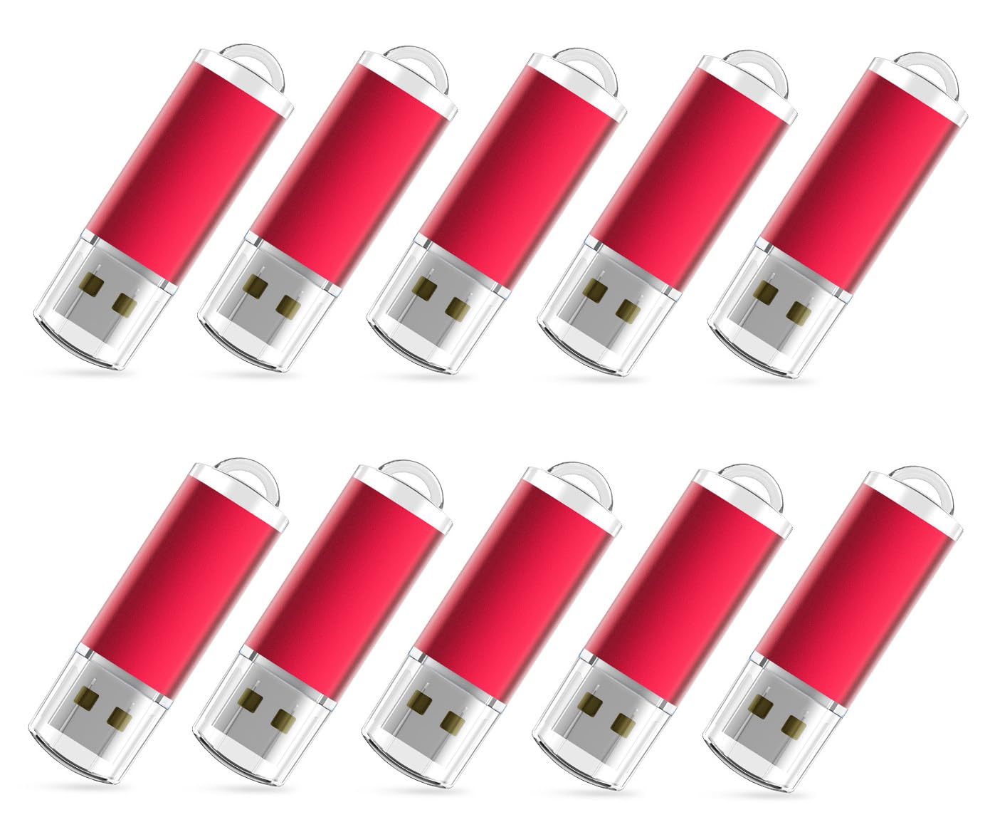 RAOYI 10 Pack 64GB USB Flash Drive USB 2.0 Memory Stick Thumb Drive - High Speed Portable Storage for Files, Photos, Music - Perfect for Students, Office, Travel & Data Backup (Red)