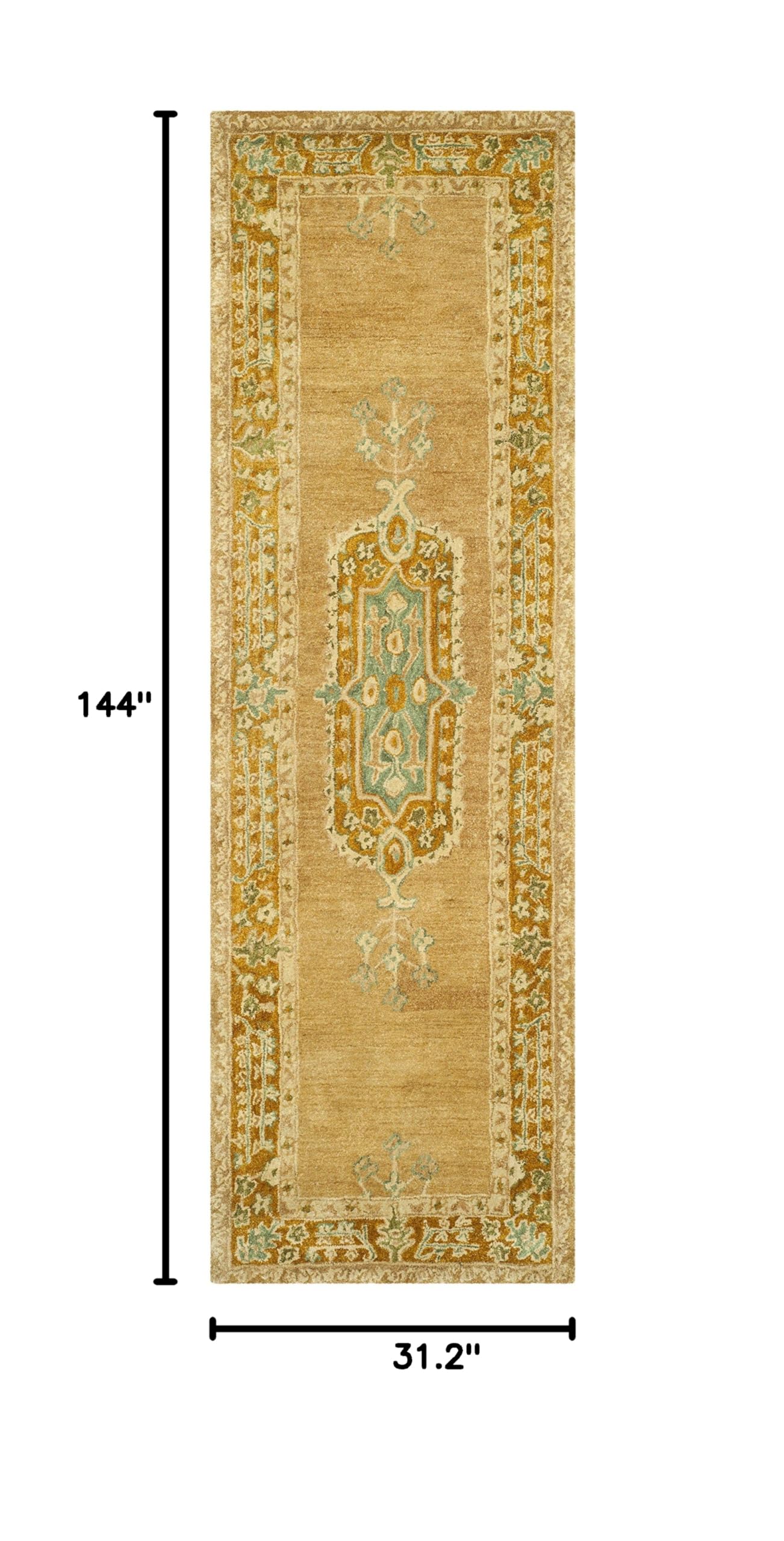 SAFAVIEH Taj Mahal Collection Handmade Traditional Wool Runner Rug - 2'6