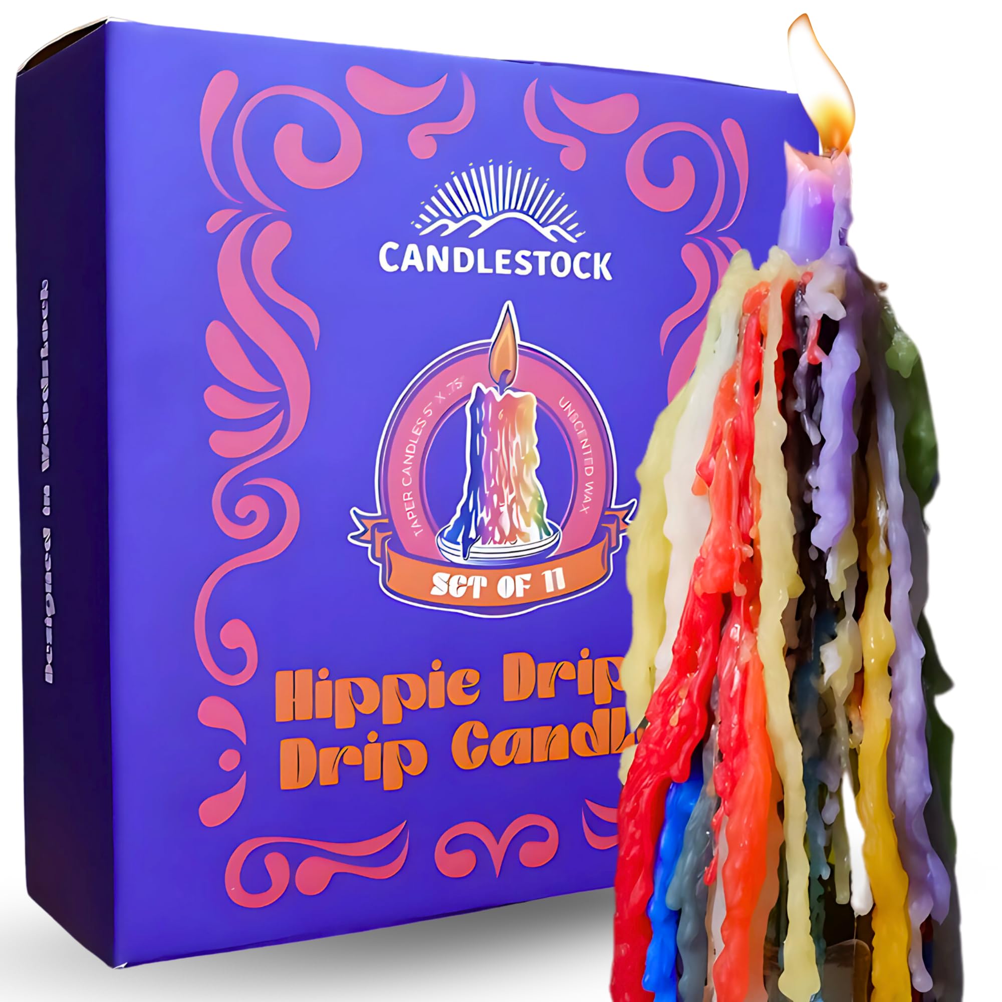 Hippie Drip Candles - 11 Pack Taper Candles for Wine Bottles & Home Decor