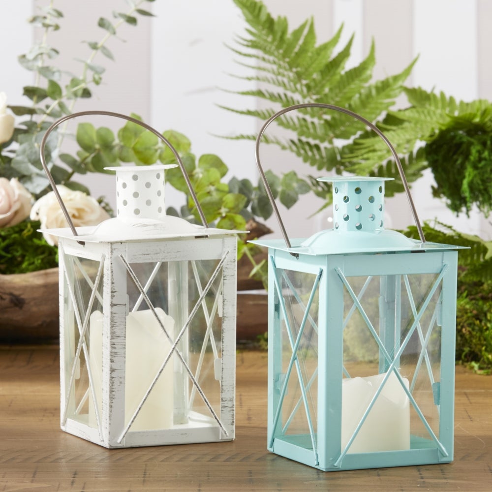 Luminous White Lantern Tea Light Holder - Medium Size Decorative Candle Holder for Wedding, Party, Garden & Home Decor