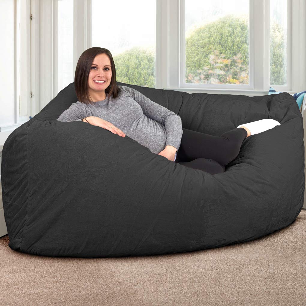 ULTIMATE SACK Oversized Bean Bag Chair for Adults - Grey Suede Lounge Furniture | Perfect for Living Room, Bedroom, Game Room & Dorm Relaxation