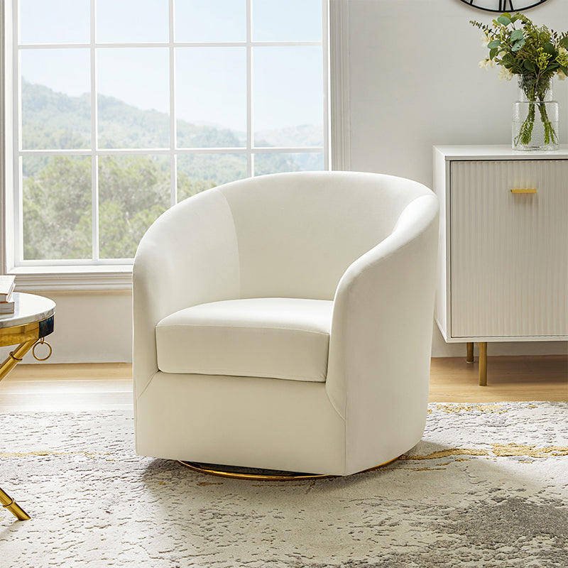 Emanuela Velvet Swivel Barrel Armchair - Modern Accent Chair for Living Room, Bedroom & Office - 360° Rotating Comfortable Lounge Chair with Soft Upholstery - Perfect for Reading, Relaxing & Home Decor