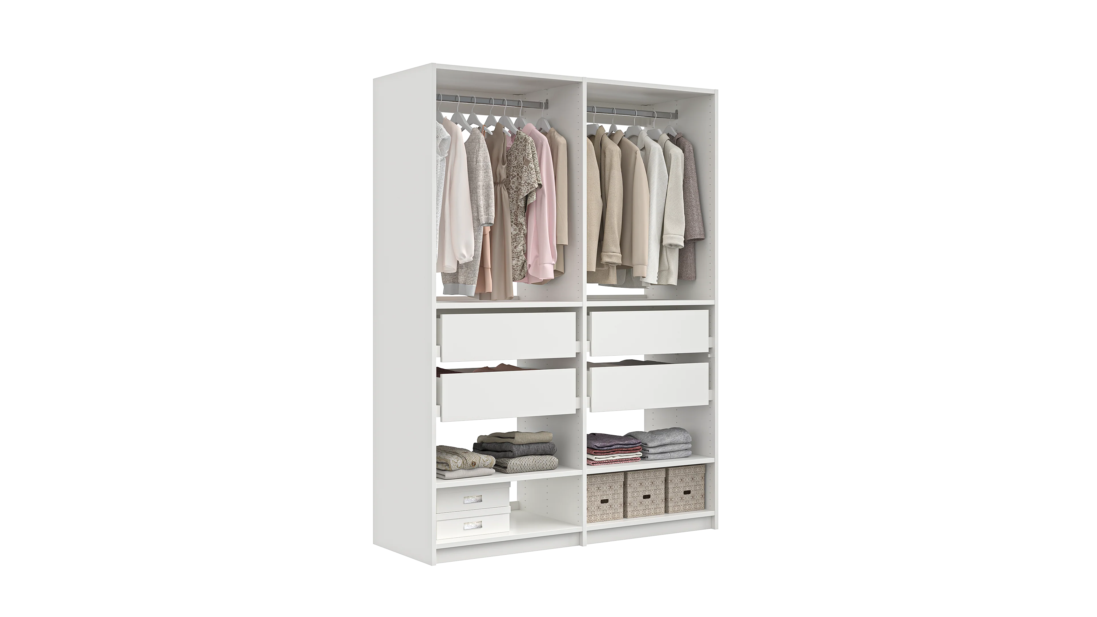 Milano Wardrobe Kit with Drawers, Shelves & Hanging Space - Perfect for Bedroom Closet Organization & Storage Solutions