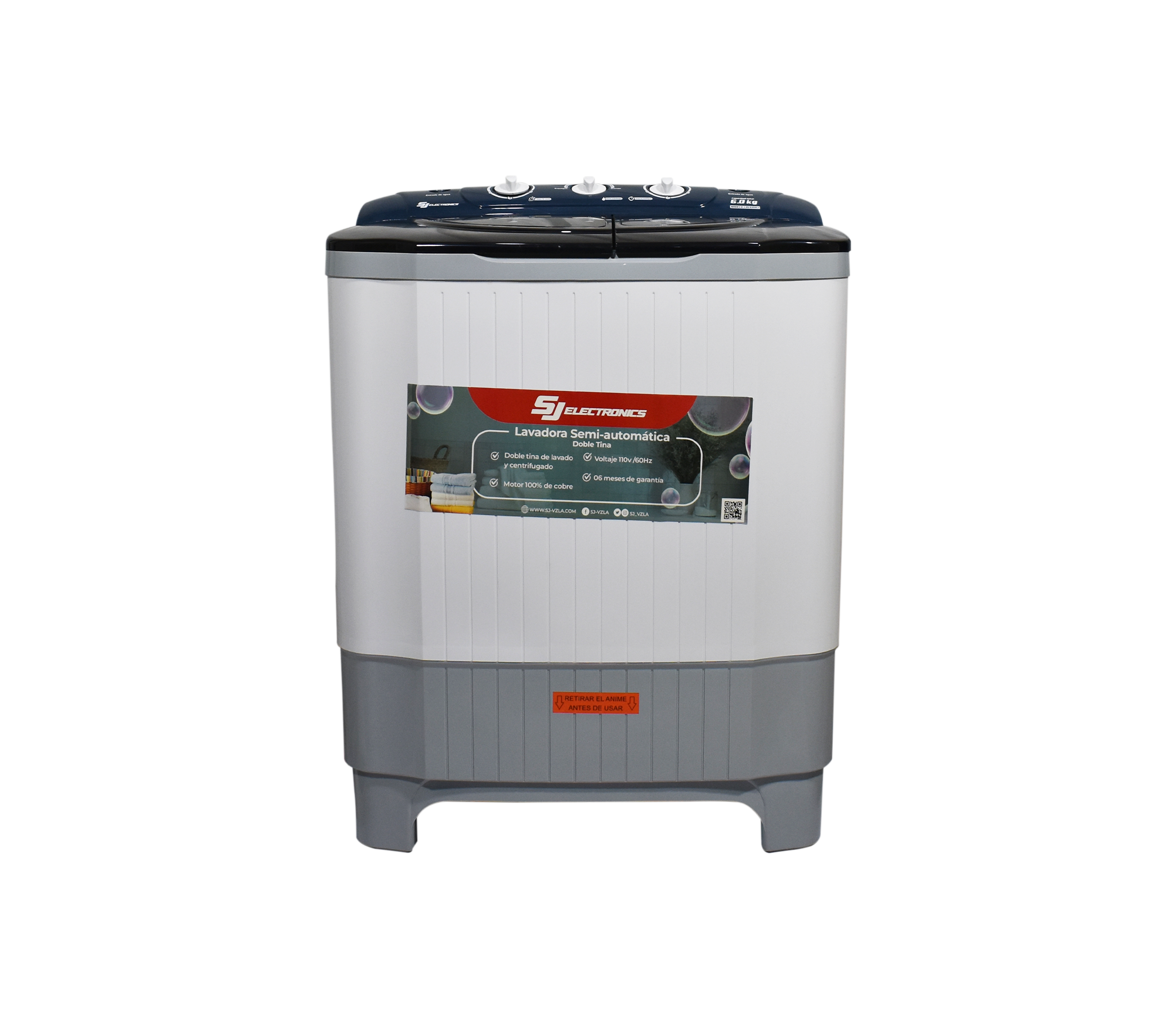 6kg Twin Tub Washing Machine by SJ Electronics - Perfect for Small Apartments, Dorms & RVs - Portable & Energy Efficient Laundry Solution