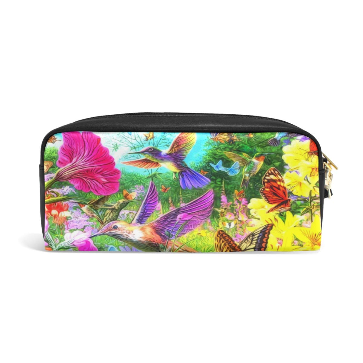 Large Capacity Pencil Case - Hummingbird Flower Design Durable Pen Pouch for School, Office & Travel | Perfect for Students, Artists & Makeup Brushes Storage | Multi-Use Stationery Organizer