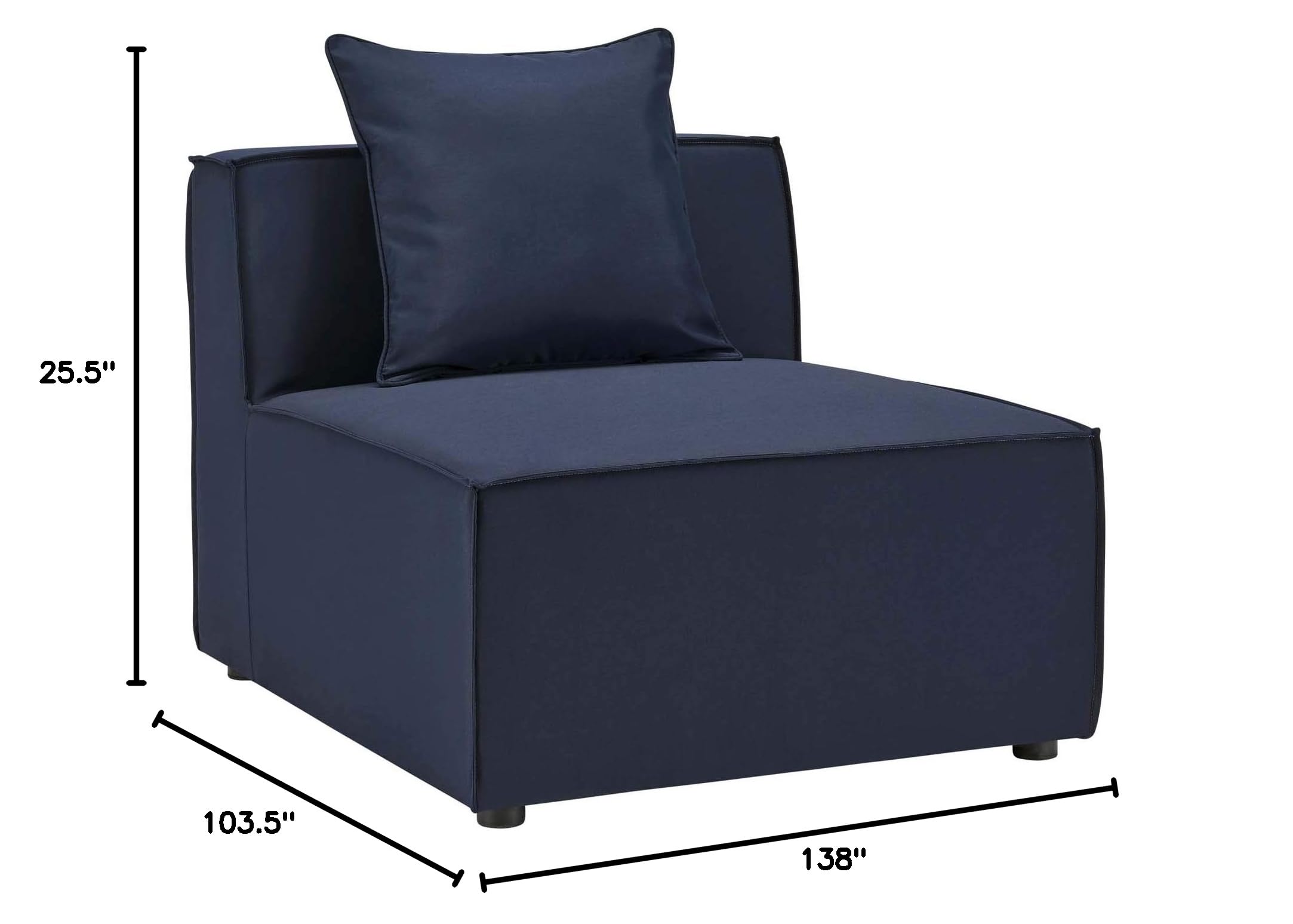 Modway EEI-4385-NAV Navy Blue 6-Piece Outdoor Patio Sectional Sofa Set with Upholstered Cushions - Water-Resistant Fabric for Backyard, Poolside & Garden Relaxation