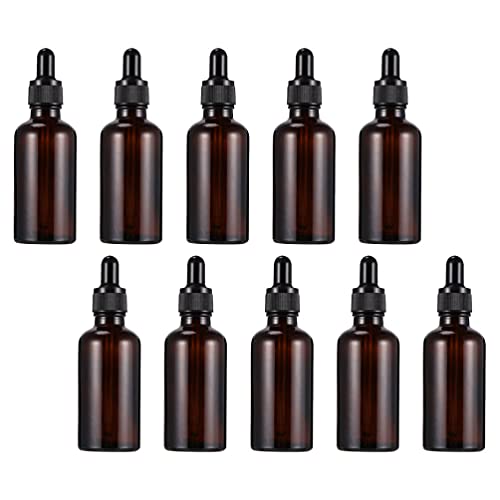 FOMIYES 10-Pack Amber Glass Dropper Bottles - Essential Oil & Perfume Storage, Travel-Friendly Empty Glass Bottles with Eye Dropper for DIY, Aromatherapy & Skincare
