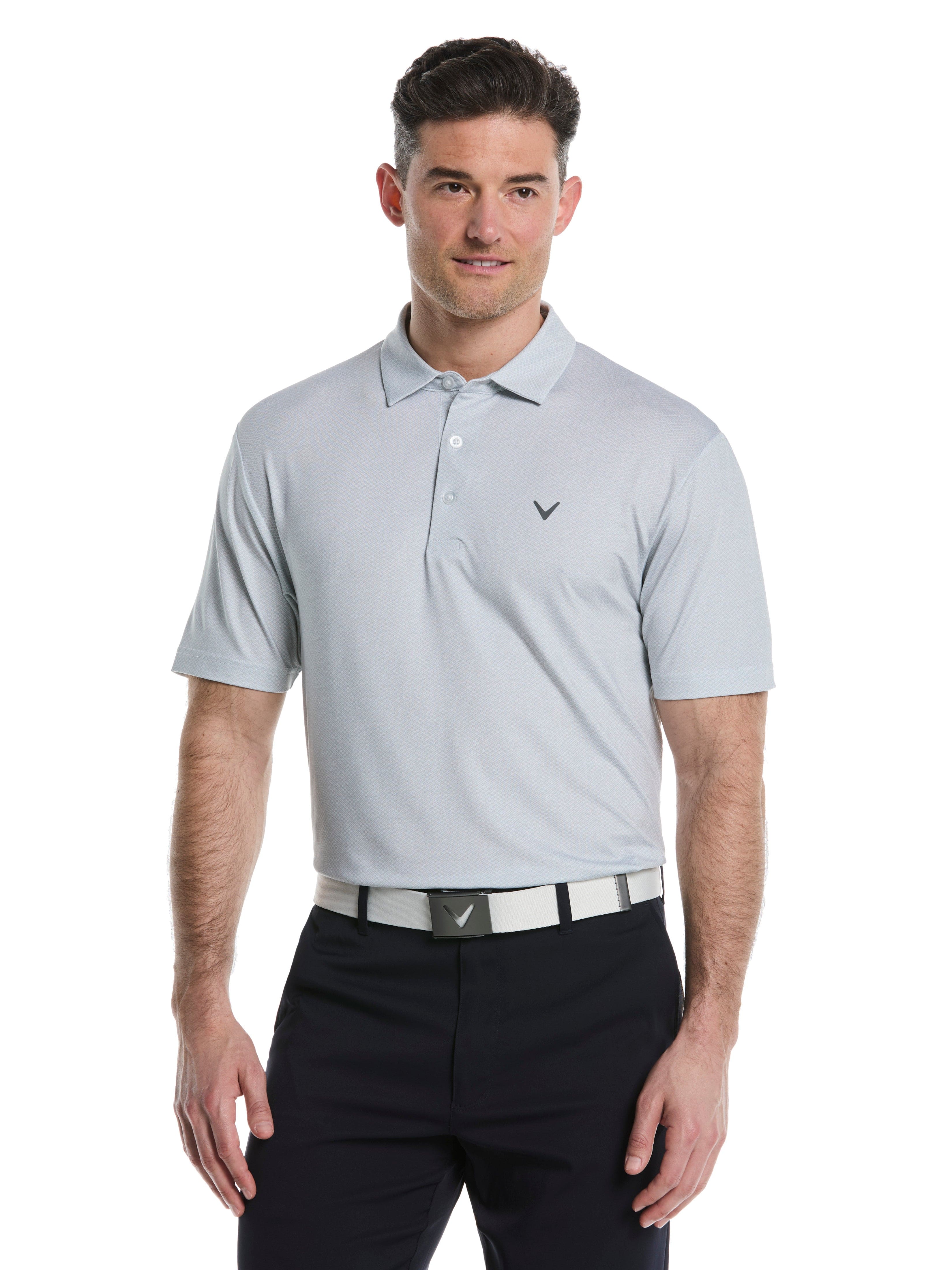 Men's Heather Geo Print Golf Polo Shirt - Breathable Quick-Dry Performance Tee for Golf, Casual Wear & Outdoor Activities