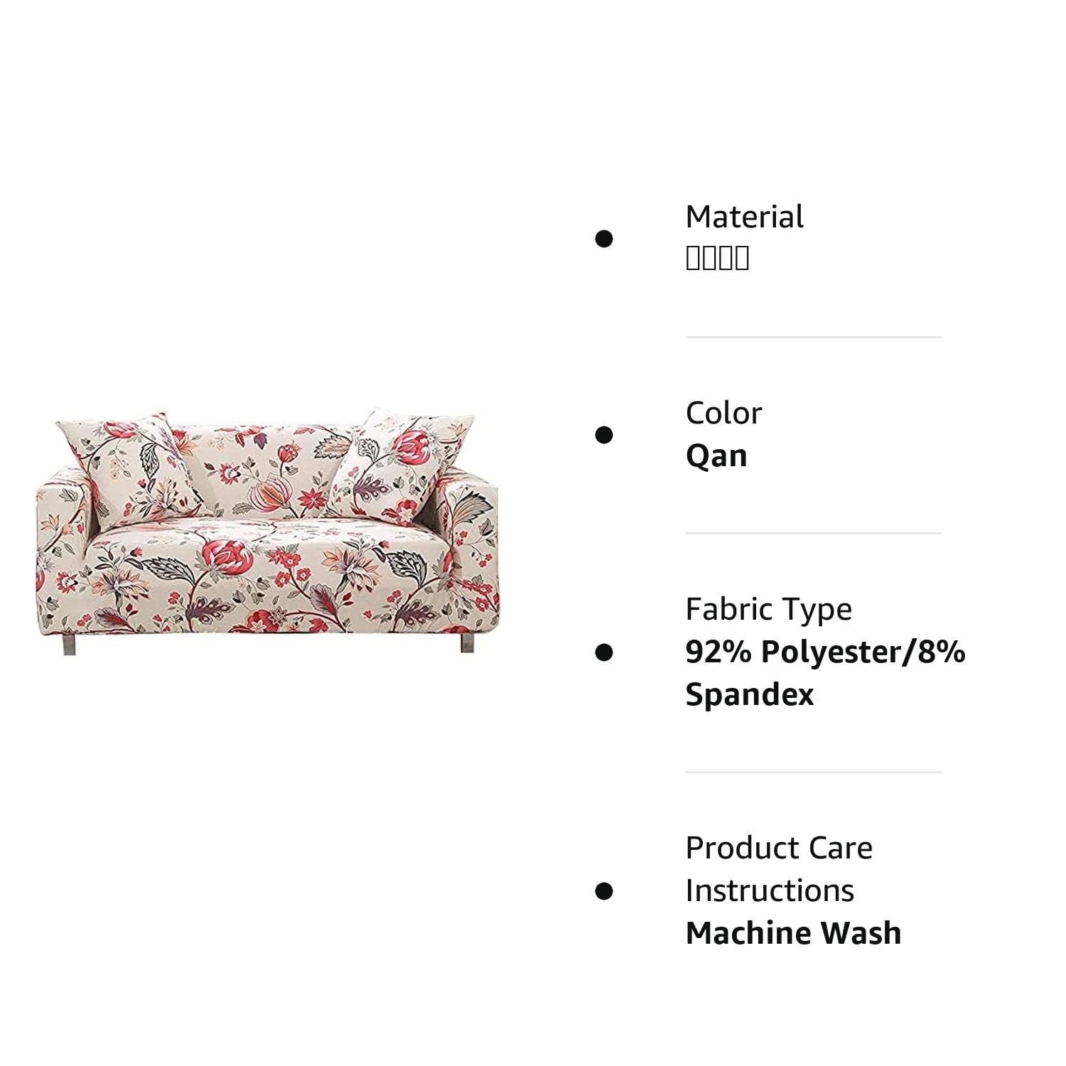 Stretch Printed Couch Cover for 2 Seater Sofa - Patterned Loveseat Slipcover with Non-Slip Design - Perfect for Living Room, Apartment & Home Decor (QAN, 2 Seater/Loveseat)
