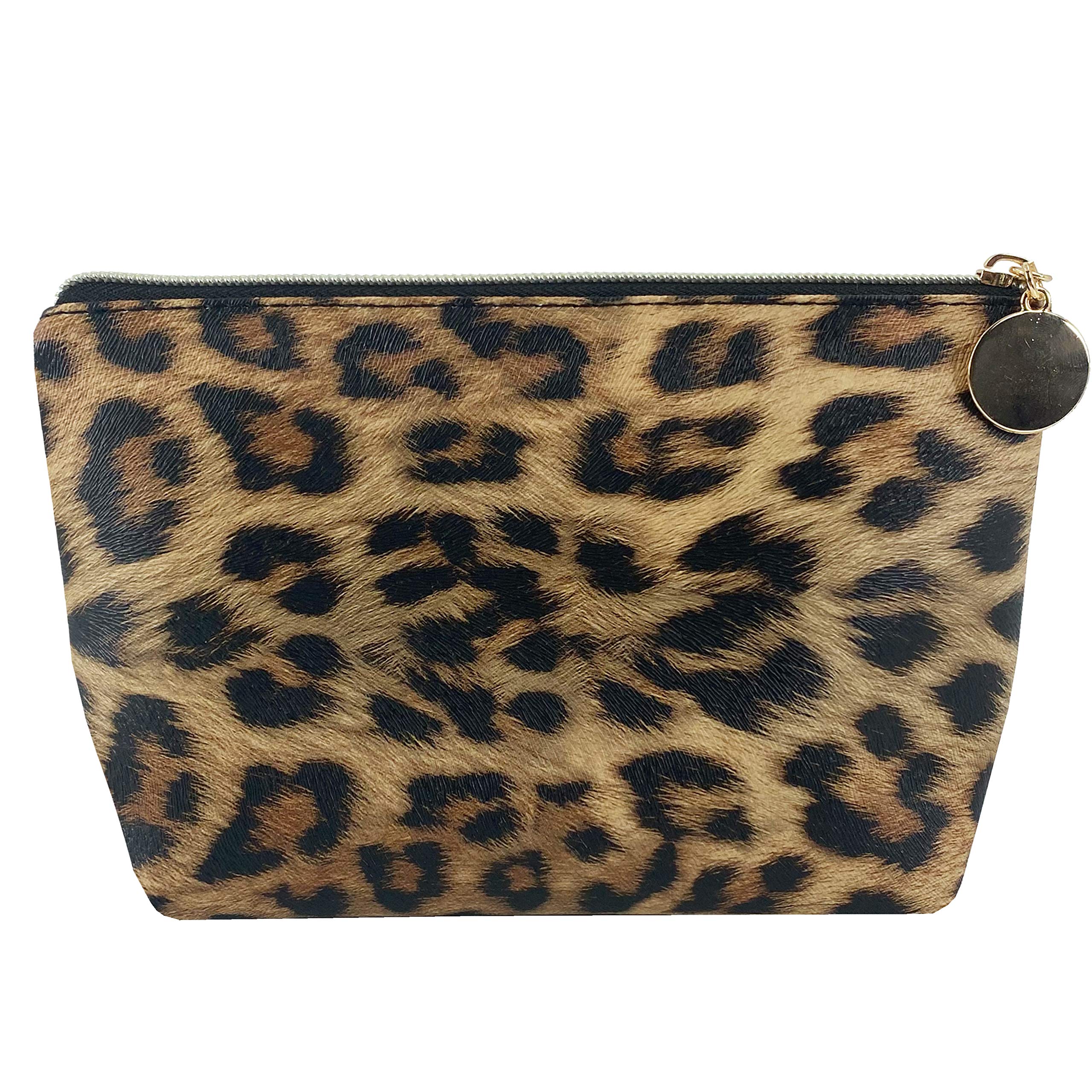Hibala Waterproof Makeup Bag for Women - Portable Travel Cosmetic Organizer with Zipper, Multifunctional Toiletry Case - Perfect for Handbags, Gym, Vacation & Daily Use (Leopard Print)