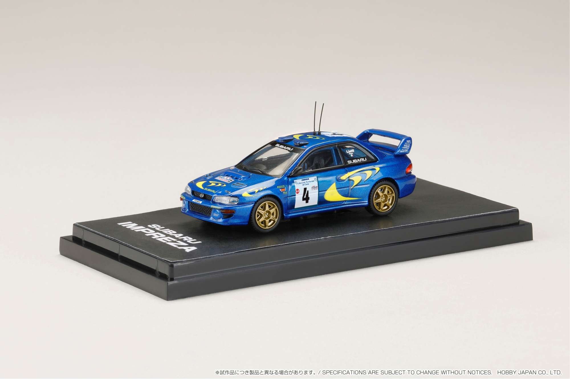 1/64 Scale Subaru Impreza 1997 #4 Tour de Corse Diecast Model Car - Hobby Japan x IG Collectible for Racing Fans & Car Enthusiasts - Perfect for Display, Collection, and Racing Simulation Scenes