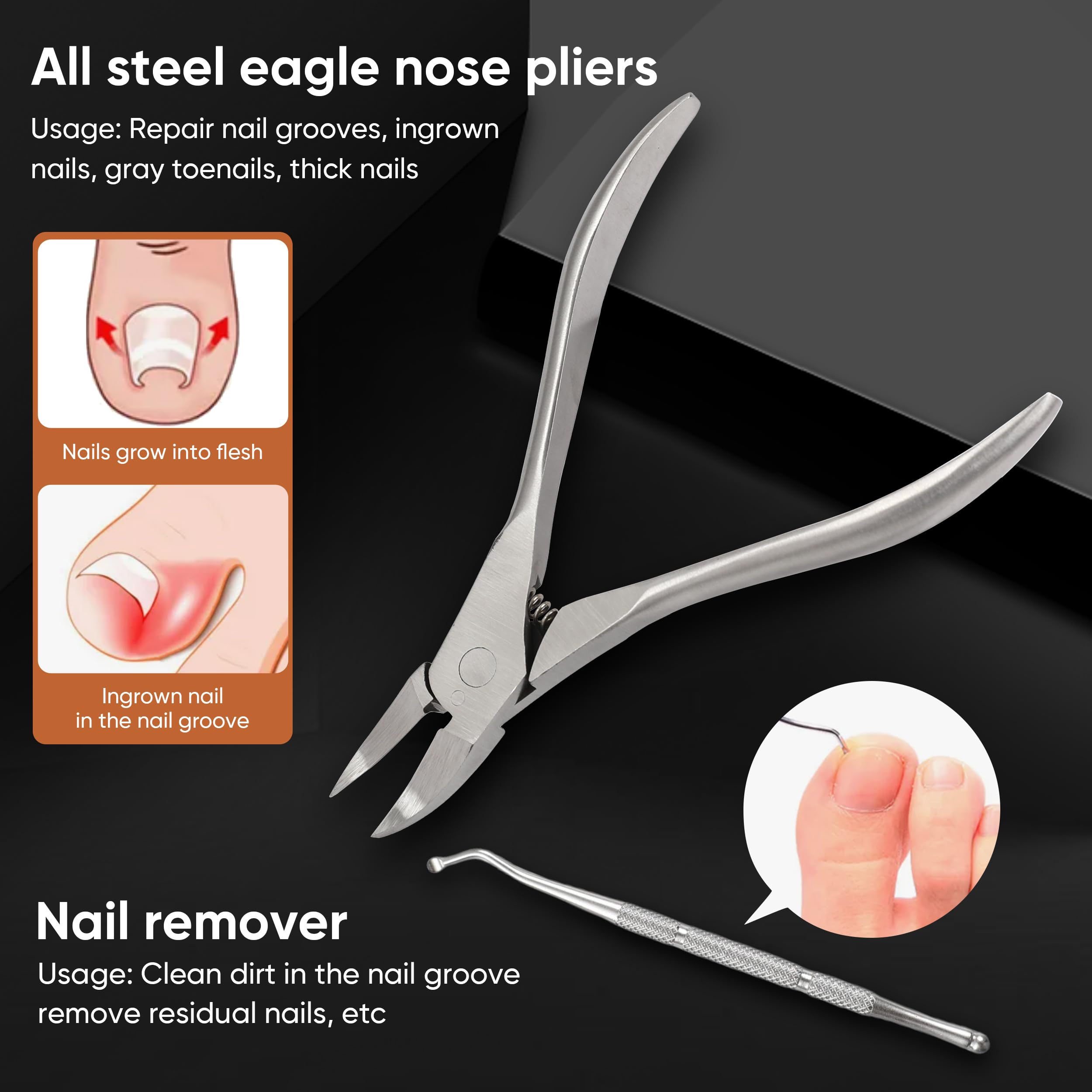 7-Piece Professional Manicure & Pedicure Set - Stainless Steel Toenail Grooming Kit with Foot Blade & Sharp Clippers - Perfect for Home Nail Care, Salon Use & DIY Pedicures