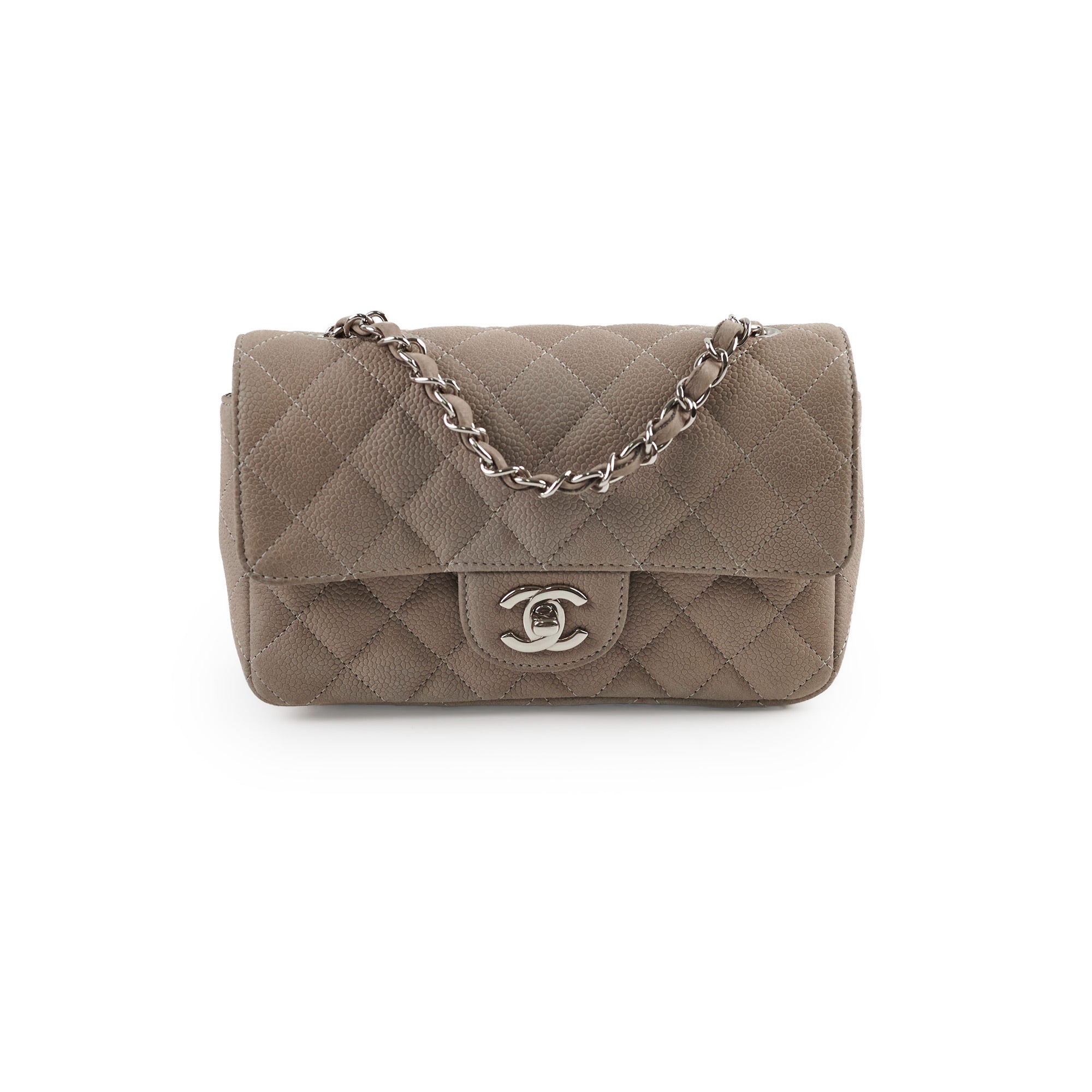 Chanel Mini Rectangular Flap Bag in Grey Caviar Leather - Luxury Crossbody Purse for Women, Perfect for Date Night & Special Occasions