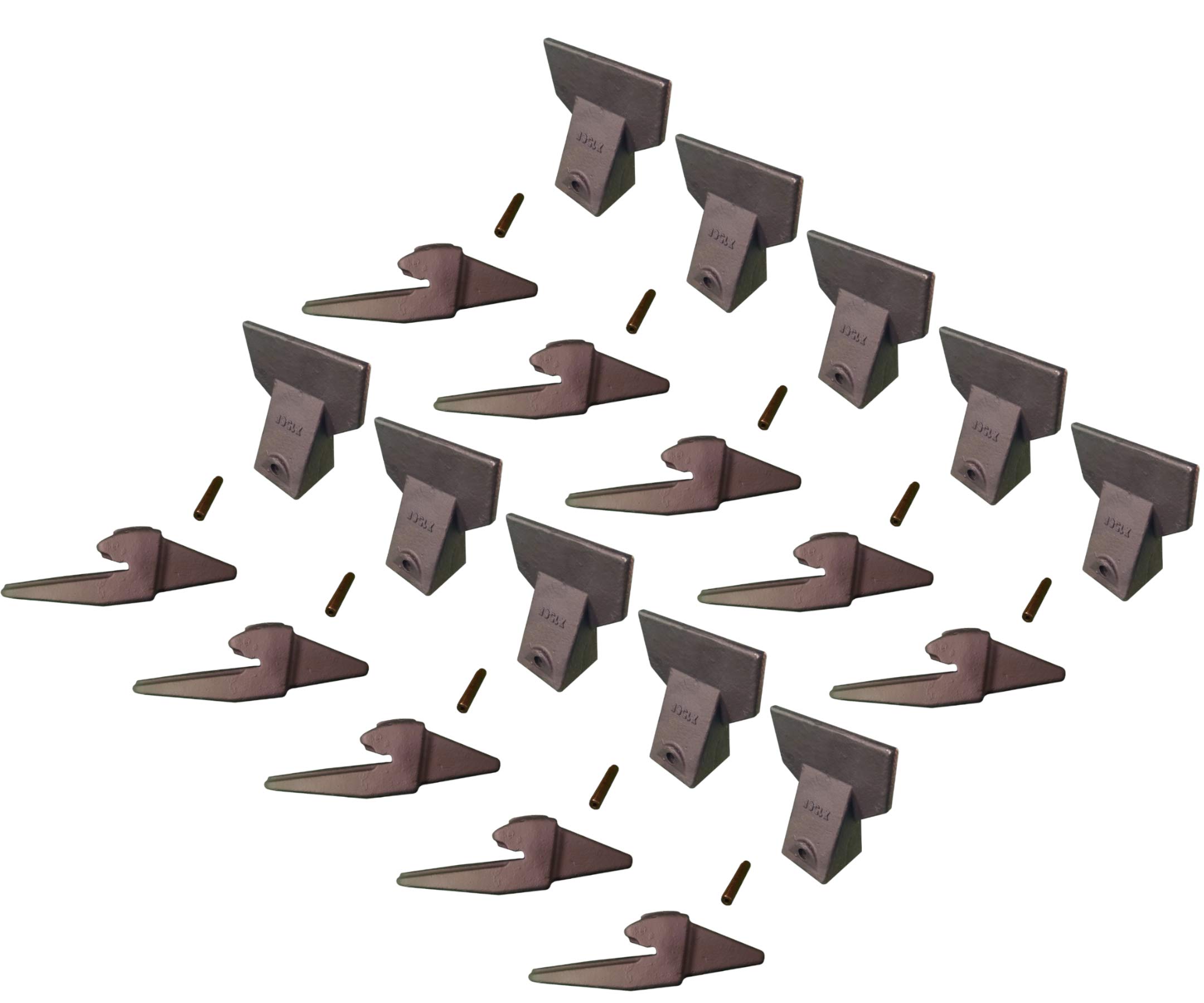 Heavy Duty Mini Excavator Bucket Combo with Weld-on Shanks, Teeth & Pins - 835x156 X156F (10 Pack) - Perfect for Digging, Trenching & Construction Projects