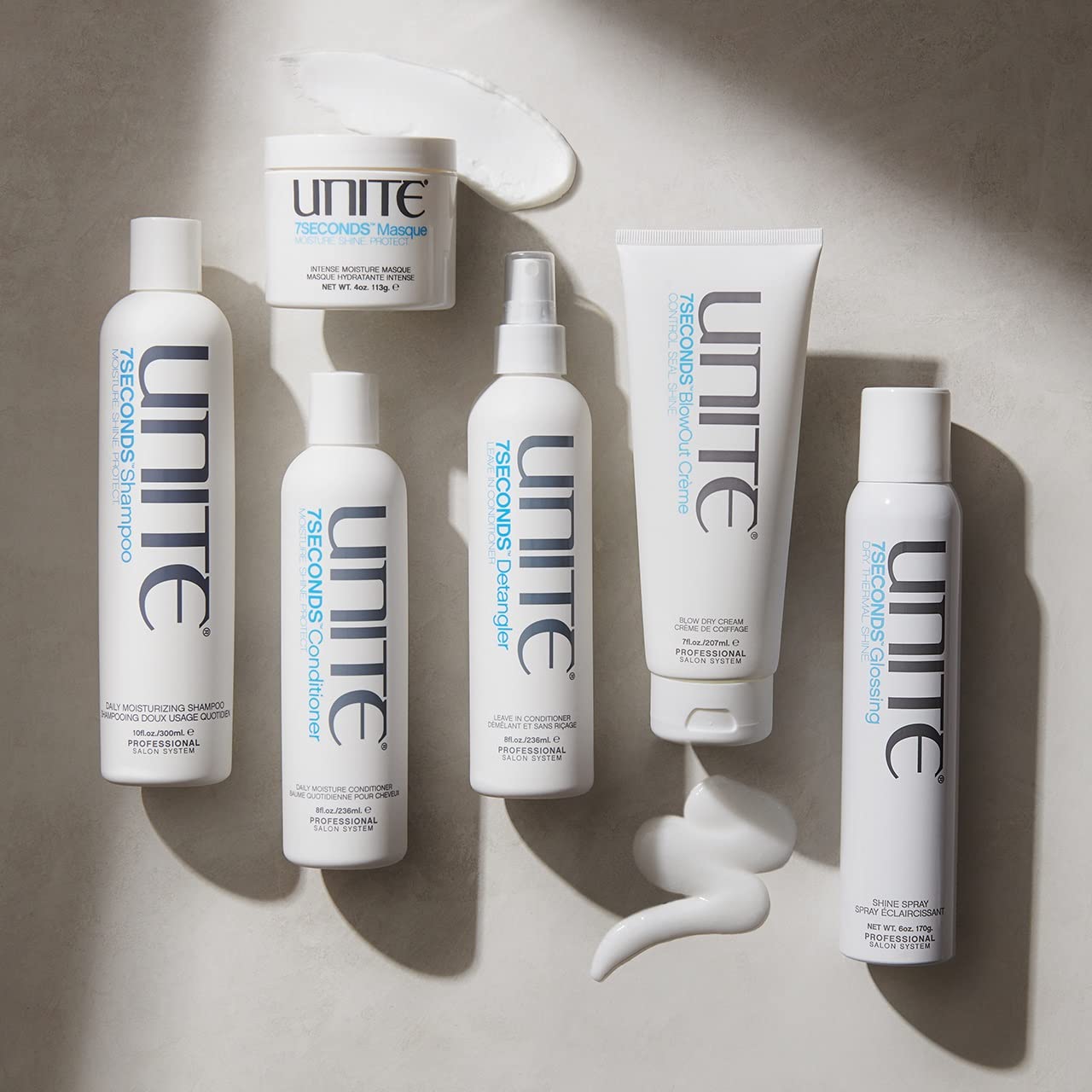 UNITE Hair 7SECONDS Daily Moisture Essentials Set - Detangling Leave-In Conditioner (8 fl oz), Hydrating Shampoo (10 fl oz) & Nourishing Conditioner (8 fl oz) for Dry, Damaged Hair - 3-Piece Hair Care Kit for Frizz Control & Smoothing - Perfect for Daily Use at Home or Salon