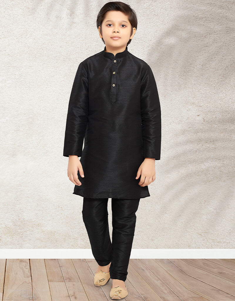 Elegant Black Kurta Pajama Set - Premium Banarasi Silk - Perfect for Festivals, Weddings & Special Occasions