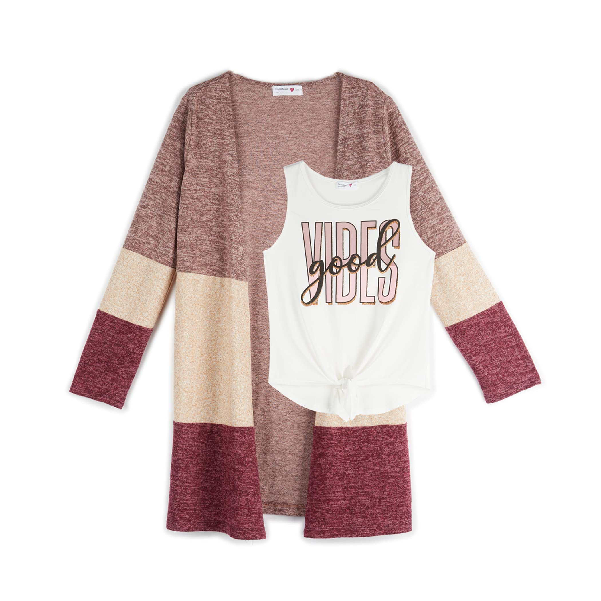 Beautees Girls' Sleeveless Top and Duster Cardigan Set - Cute Summer Outfit for Toddlers & Kids - Perfect for Playdates, Beach Trips & Family Photos