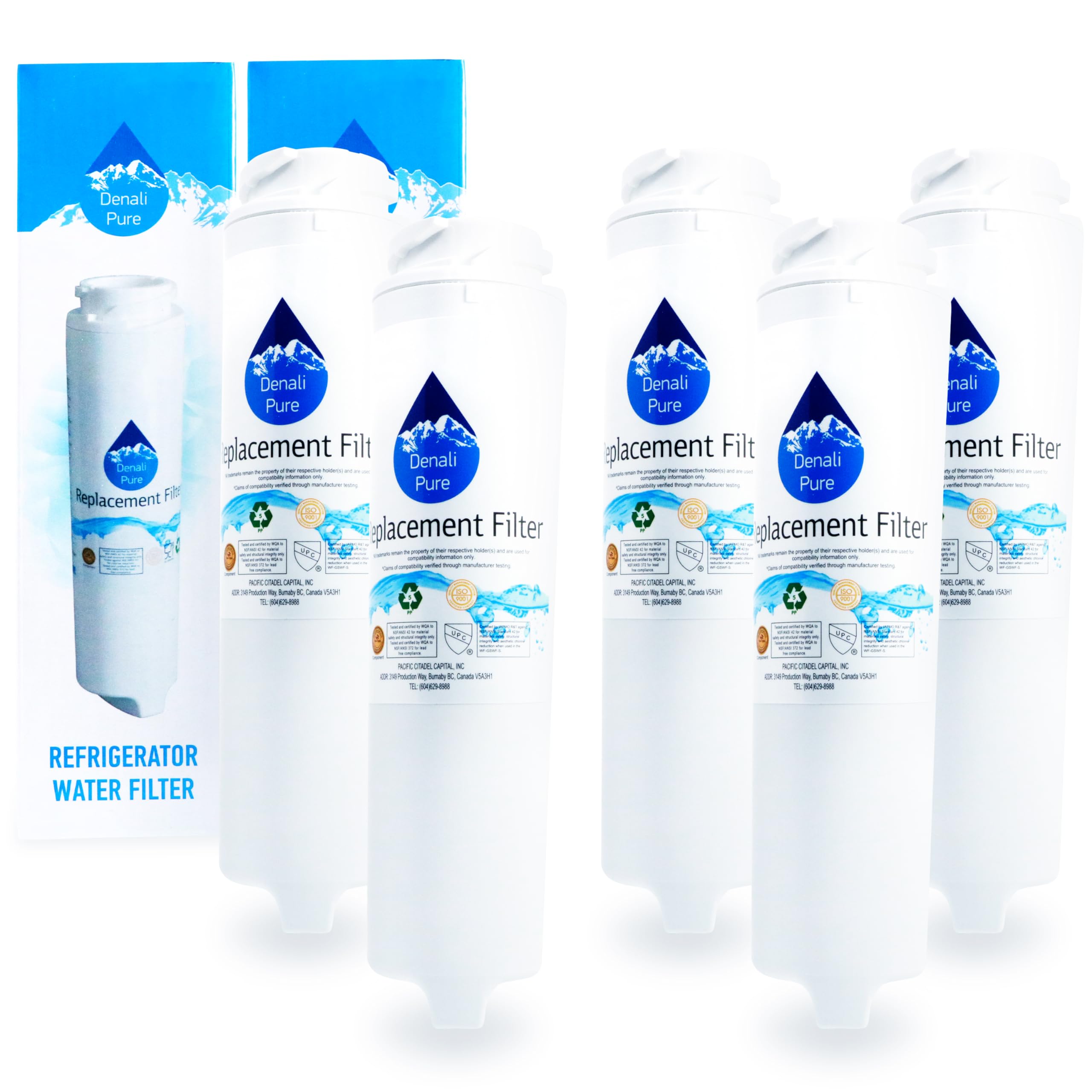 5-Pack GE PFSS2MIXASS Refrigerator Water Filter Replacement Cartridges - Compatible with GE GSWF Fridge Filters | Clean Drinking Water for Home & Office Use