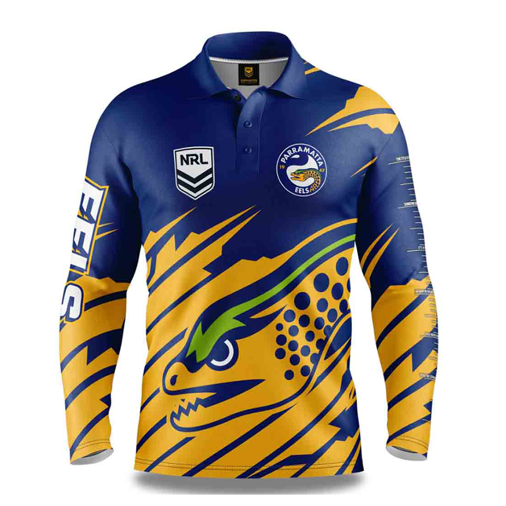 Parramatta Eels 'Ignition' Performance Fishing Shirt for Men - Quick-Dry, UV Protection & Breathable for Outdoor Fishing, Boating & Summer Activities