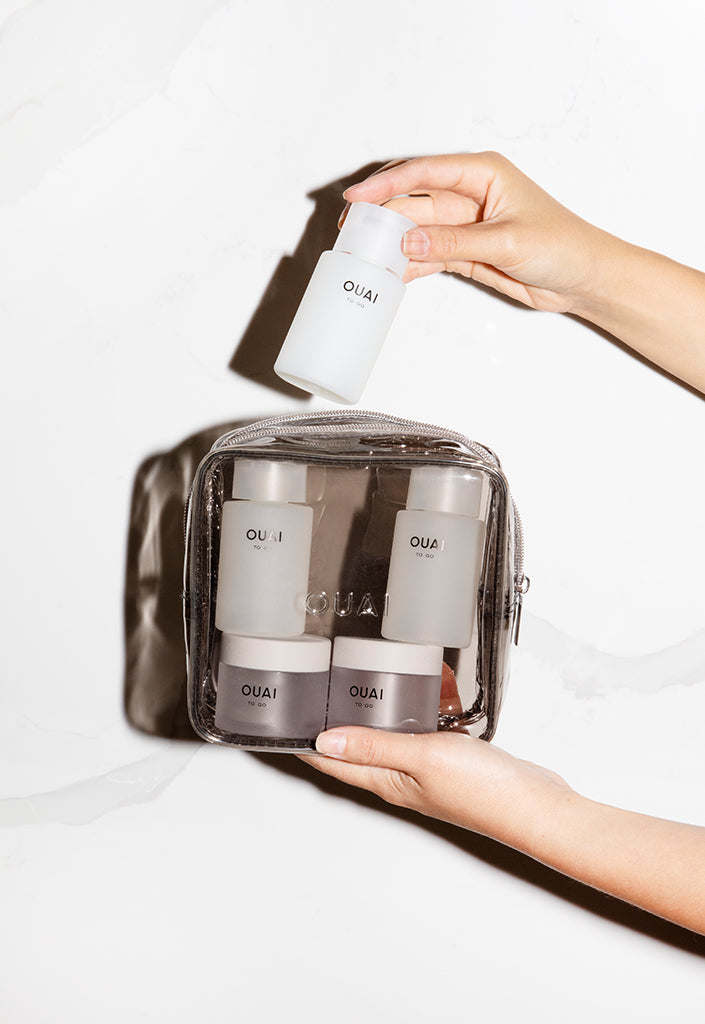 OUAI Refillable Travel Bottle Kit - Leak-Proof Toiletry Containers for Shampoo, Conditioner & Body Wash | Perfect for Gym, Vacation & Airplane Travel