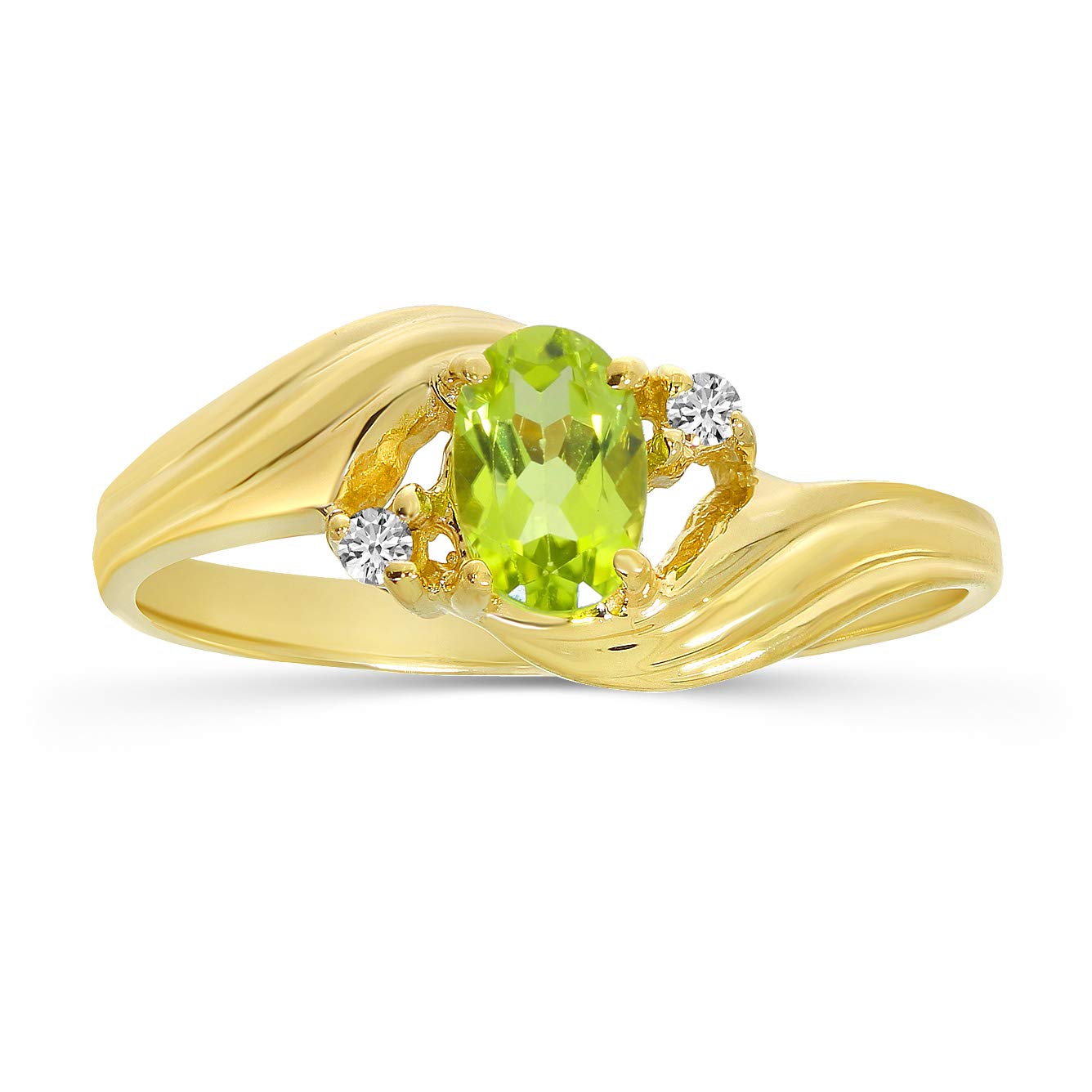 14K Yellow Gold Peridot and Diamond Ring for Women - Elegant Birthstone Jewelry Gift for August, Anniversary & Special Occasions