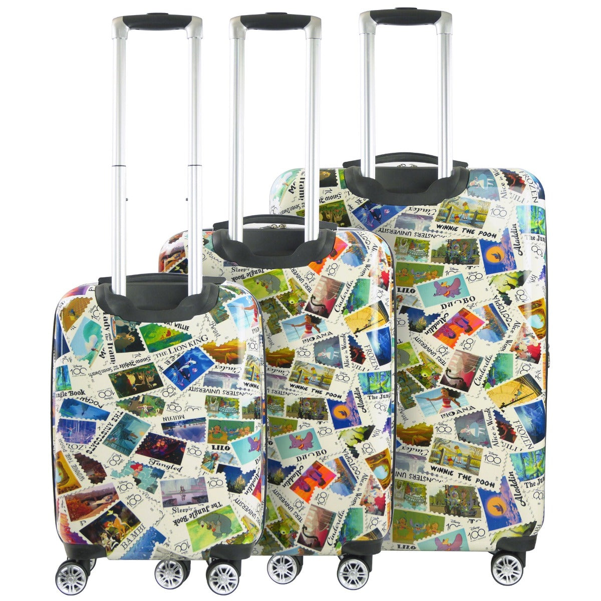 Disney 3-Piece Hard Shell Spinner Luggage Set with Character Stamps - Perfect for Family Travel, Vacation & Airplane Carry-On