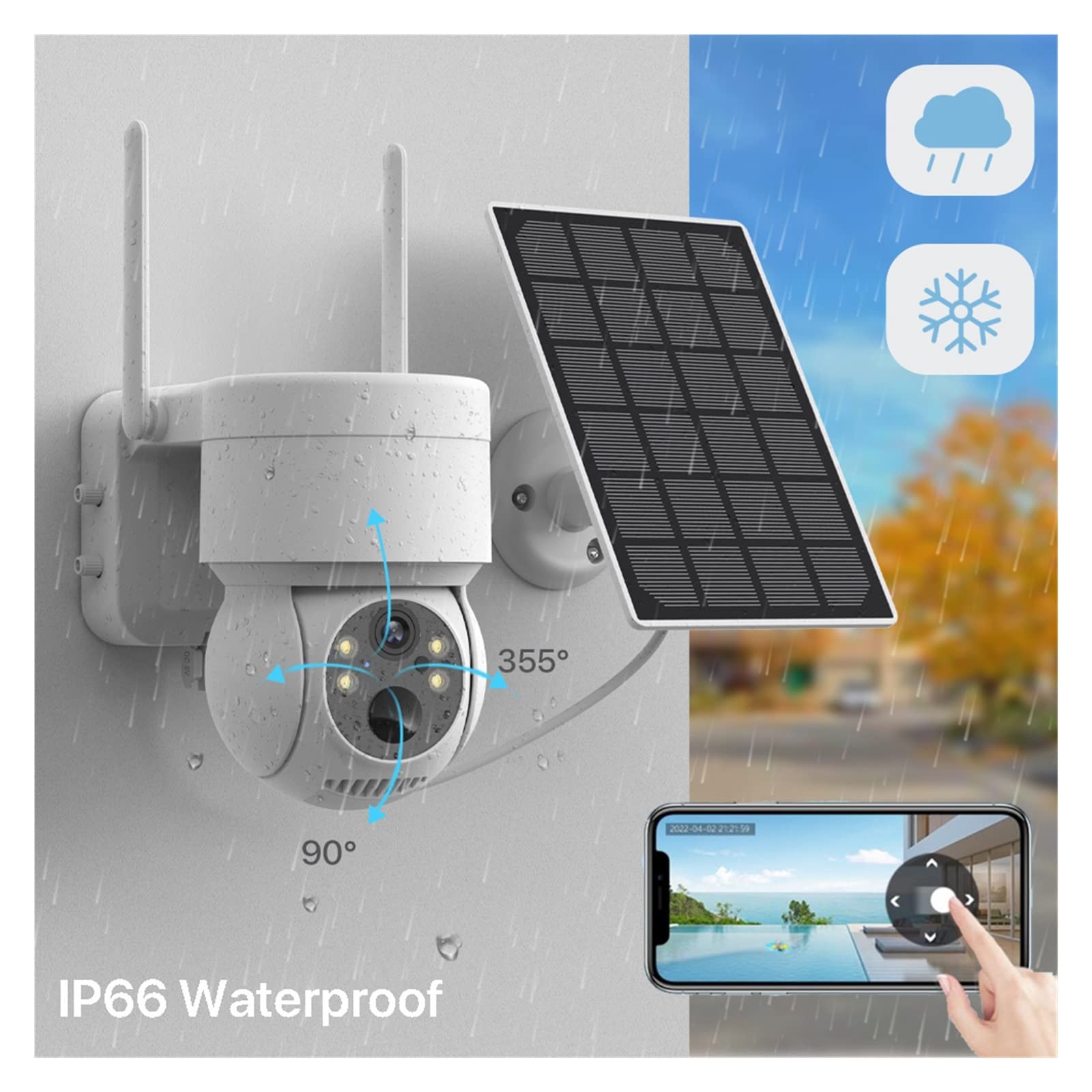 4K Solar Security Camera Outdoor - 8MP WiFi Surveillance with 7800mAh Battery for Home Protection