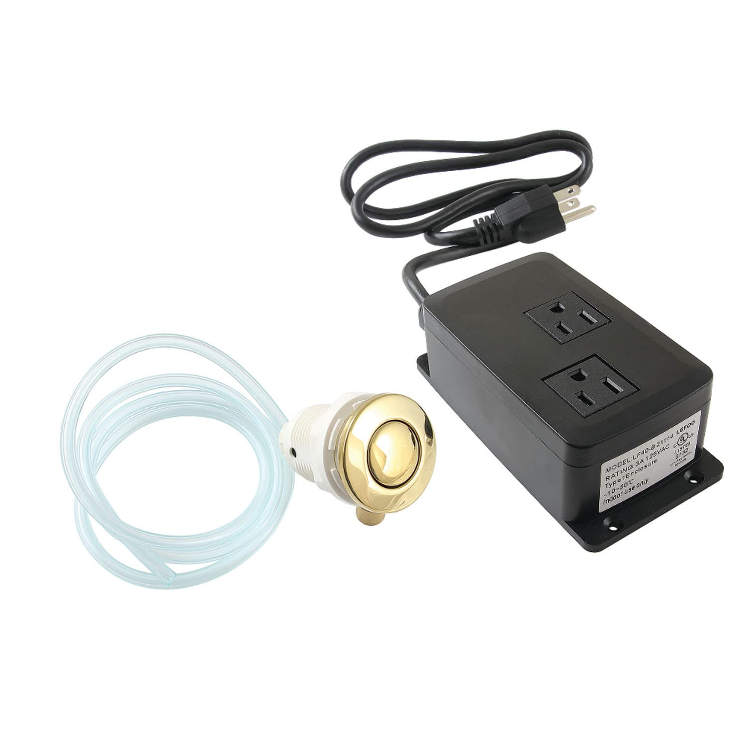 Kingston Brass KADK312 Dual Outlet Garbage Disposal Air Switch Kit - Polished Brass Finish for Kitchen Sink Waste Disposal - Perfect for Modern Home Renovation & DIY Plumbing Projects