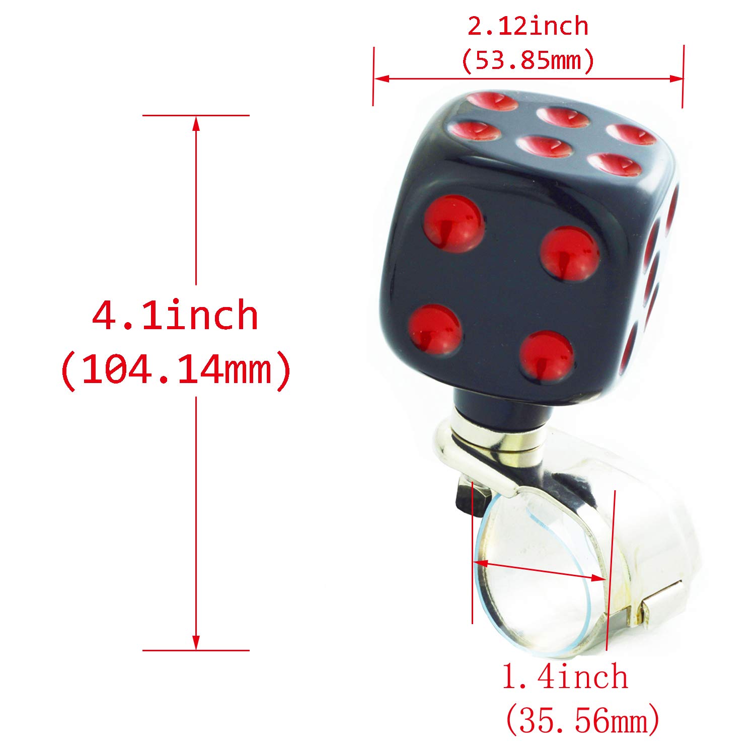 Abfer Steering Wheel Spinner - Car Suicide Knob with Dice Design, Power Handle Turning Assistant for Easy Maneuvering - Fits Most Vehicles (Black) - Perfect for Truckers, Delivery Drivers & People with Limited Mobility