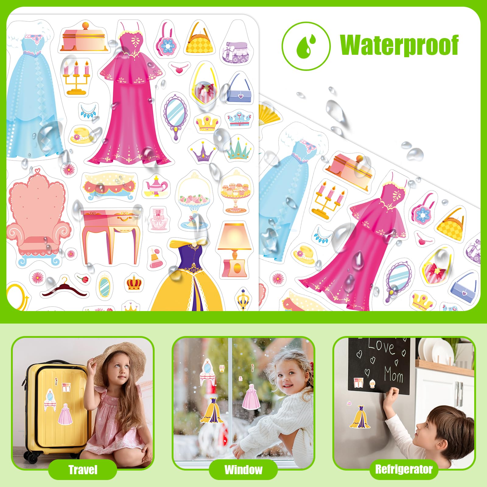 Princess Sticker Book for Kids - Reusable Jelly Stickers with Fun Activities | Perfect for Boys & Girls, Car Travel, Holidays & Preschool Learning