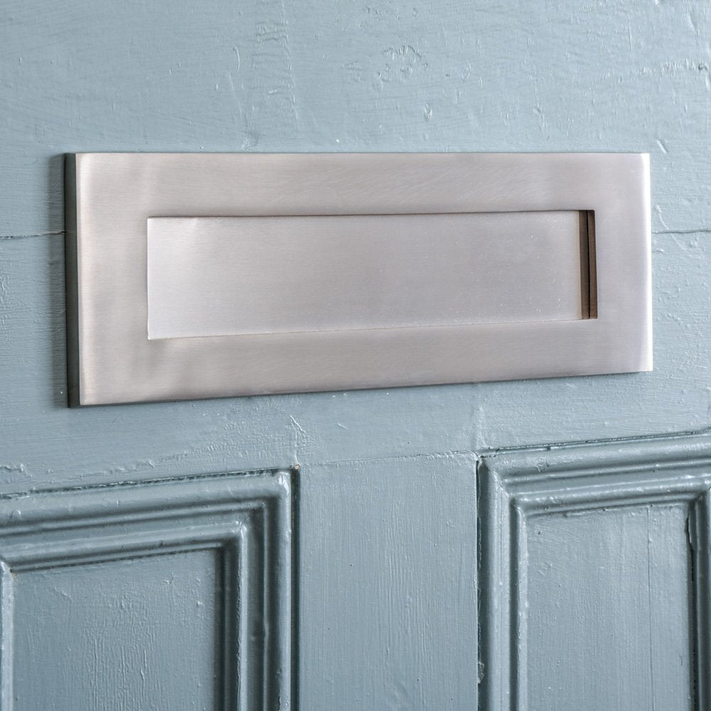 Satin Nickel Letter Plate - Elegant Mail Slot Cover for Doors - Perfect for Home, Office & Apartment Entryways