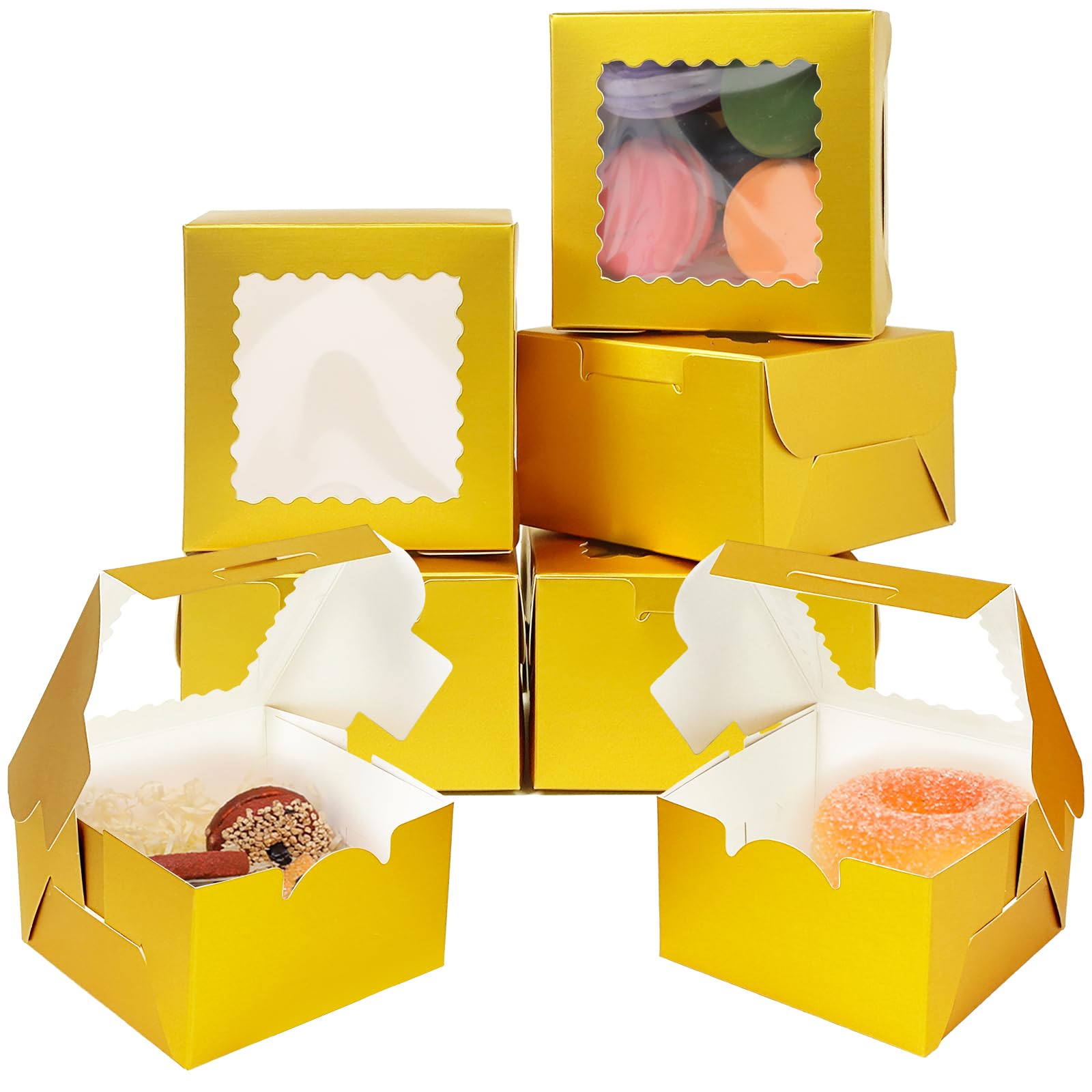 Gold Bakery Boxes 60pcs 4x4x2.5