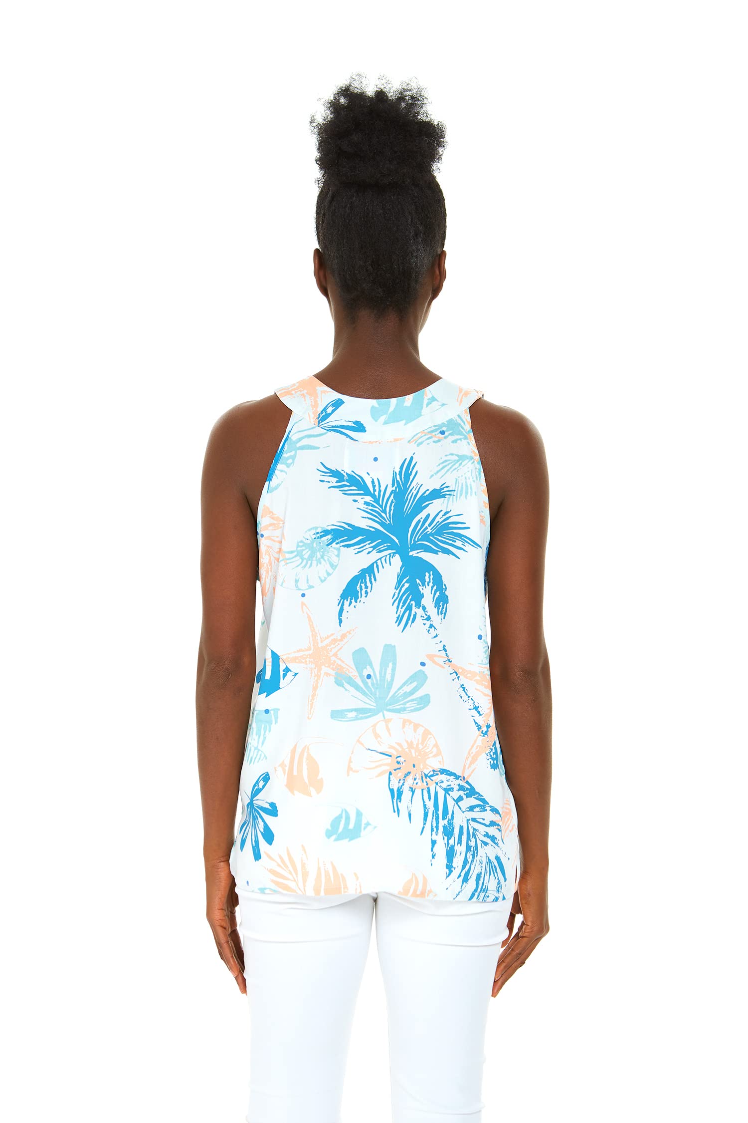 Stylish Matching Couple Hawaiian Luau Shirts & Tank Tops - Sandy Beach White for Beach Vacations & Summer Parties