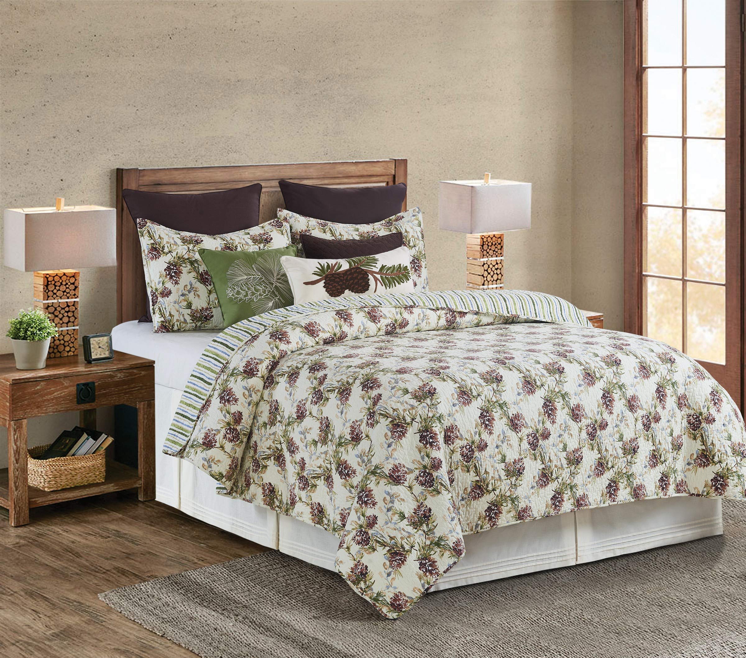 C&F Home Cooper Pines Pinecone Full/Queen Reversible Cotton Quilt Set - 3-Piece Lodge Cabin Bedding | Machine Washable Brown Woodland Forest Design for Cozy Cabin Retreats & Nature-Inspired Bedrooms