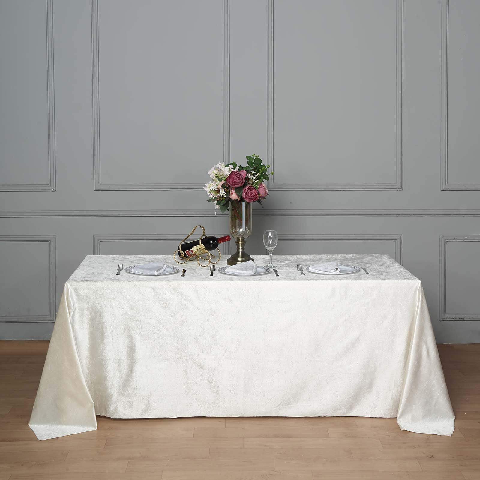 Premium Velvet Rectangular Tablecloth 90x132 Inches - Elegant Dining Table Cover for Weddings, Parties & Holiday Decor
