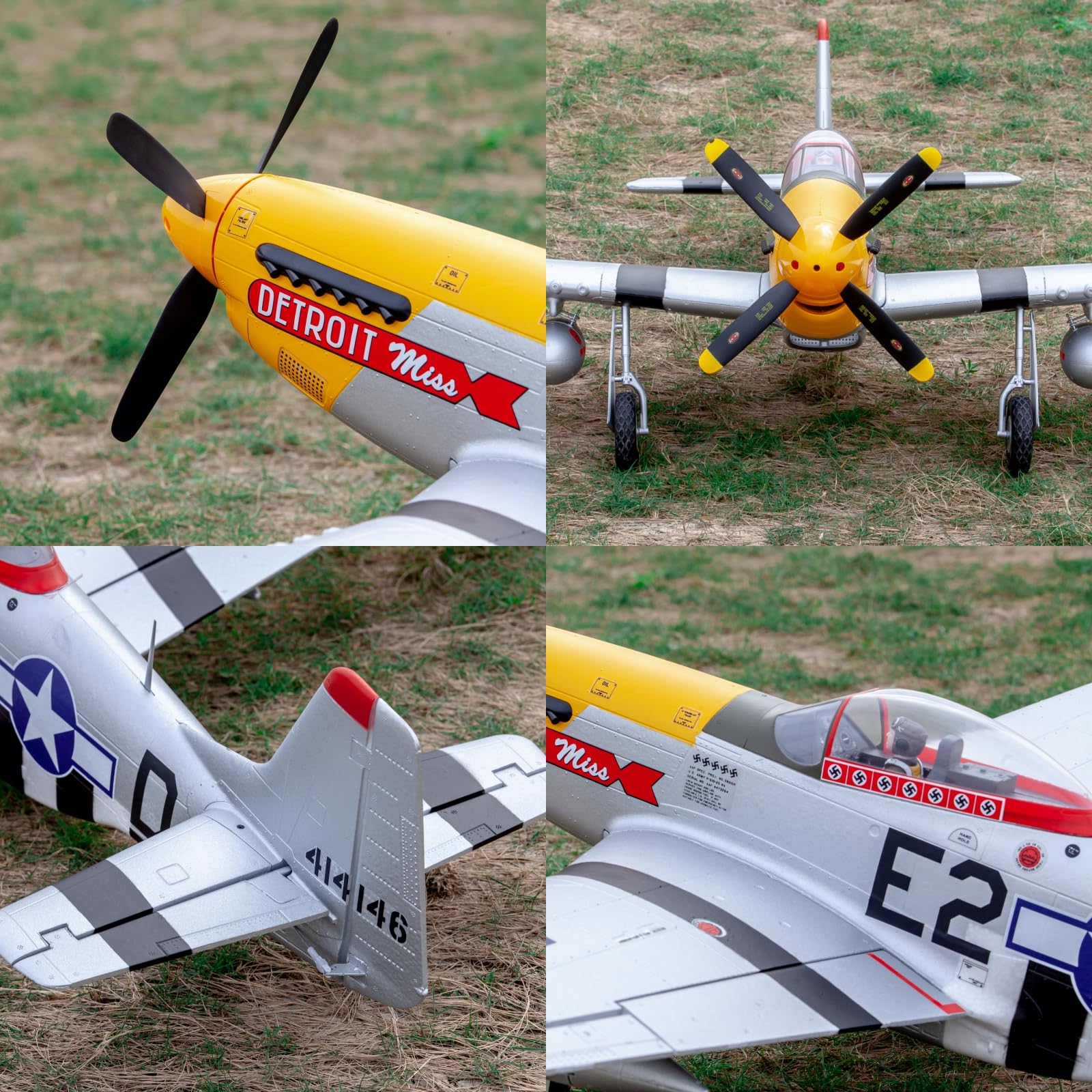 Arrows RC Plane for Adults - 1100mm P-51 Mustang Detroit Miss V2 6CH Remote Control Airplane PNP (No Battery/Charger/Radio) | Ready-to-Fly Warbird Model for Outdoor Flying & RC Hobby Enthusiasts