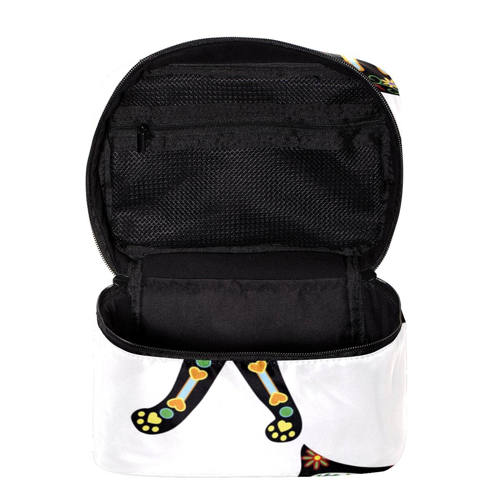 Mexican Day of The Dead Sugar Skull Black Cats Large Travel Makeup Bag - Waterproof Cosmetic Organizer with Zipper for Women & Girls | Perfect for Travel, Gym, and Daily Use