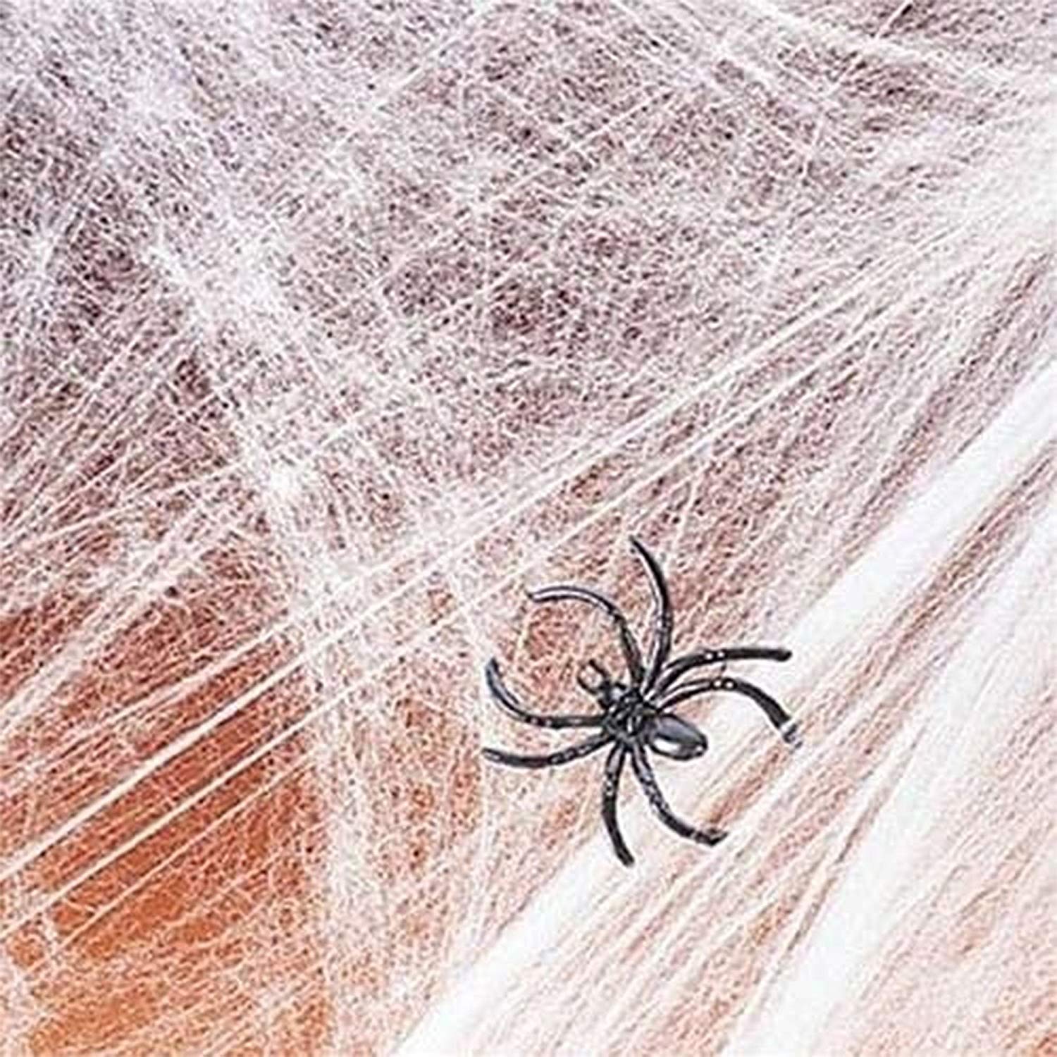 12 Pack Stretchable Spider Web Decor with Fake Spiders - Halloween Party Decorations, Haunted House Props, Outdoor & Indoor Scary Decor