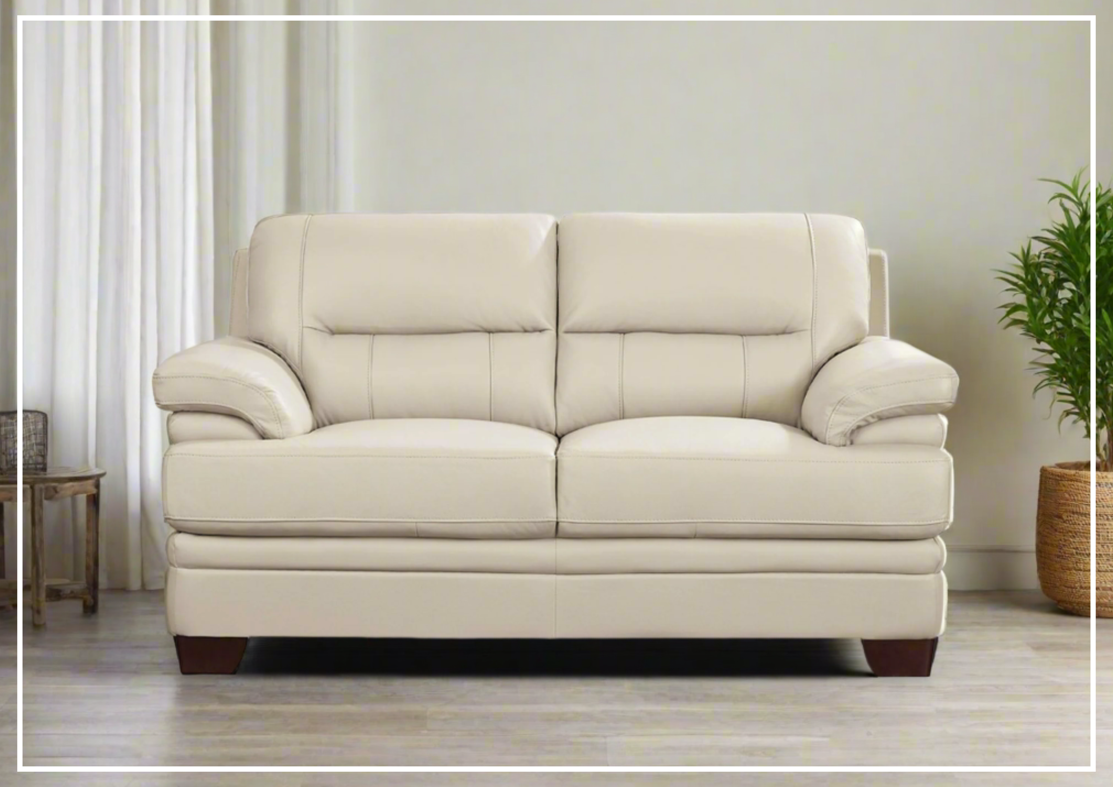 Premium Leather Loveseat Sofa with Cushion Arms - Hydeline Luxor Stationary Sofa for Living Room, Lounge & Office Comfort