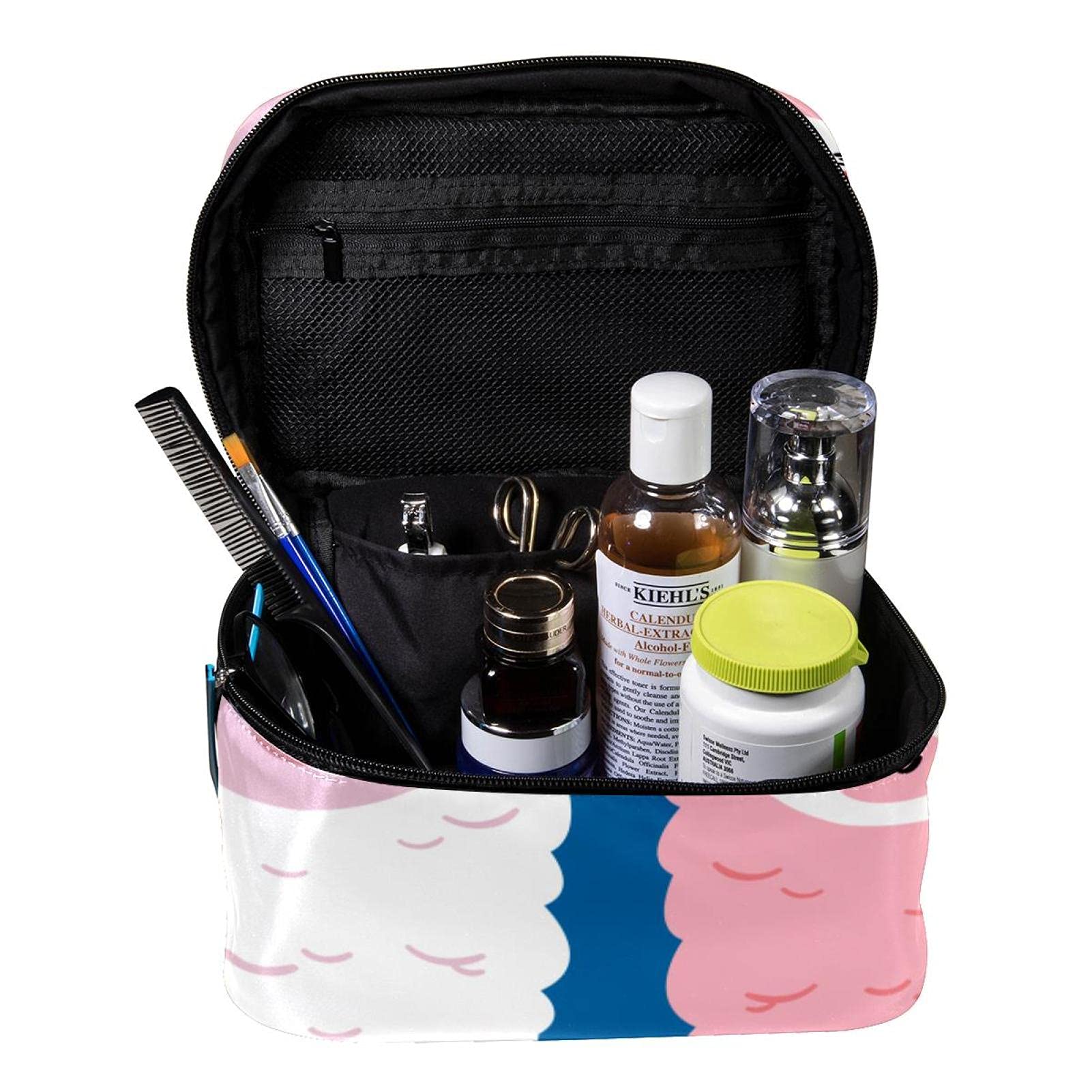 Cute Cartoon Alpaca & Llama Travel Makeup Bag - Large Cosmetic Organizer with Zipper for Women & Girls | Perfect for Travel, Gym, and Daily Makeup Storage
