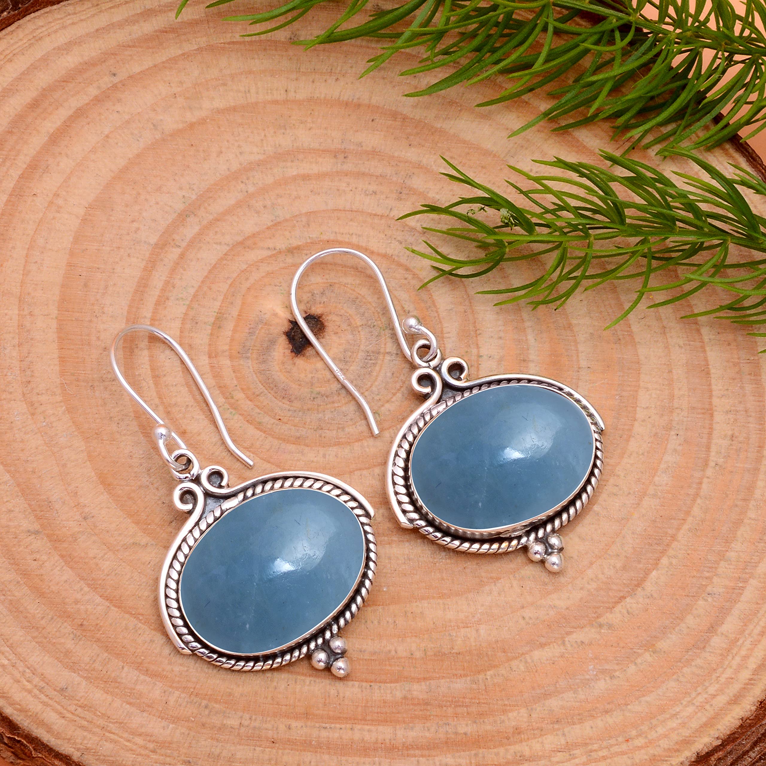 Veracity Jewelry 925 Sterling Silver Aquamarine Earrings for Women – Handmade Blue Green Gemstone Dangle Earrings – Inner Peace Jewelry Gift for Mom, Wife, Birthday, Anniversary | VSE-82