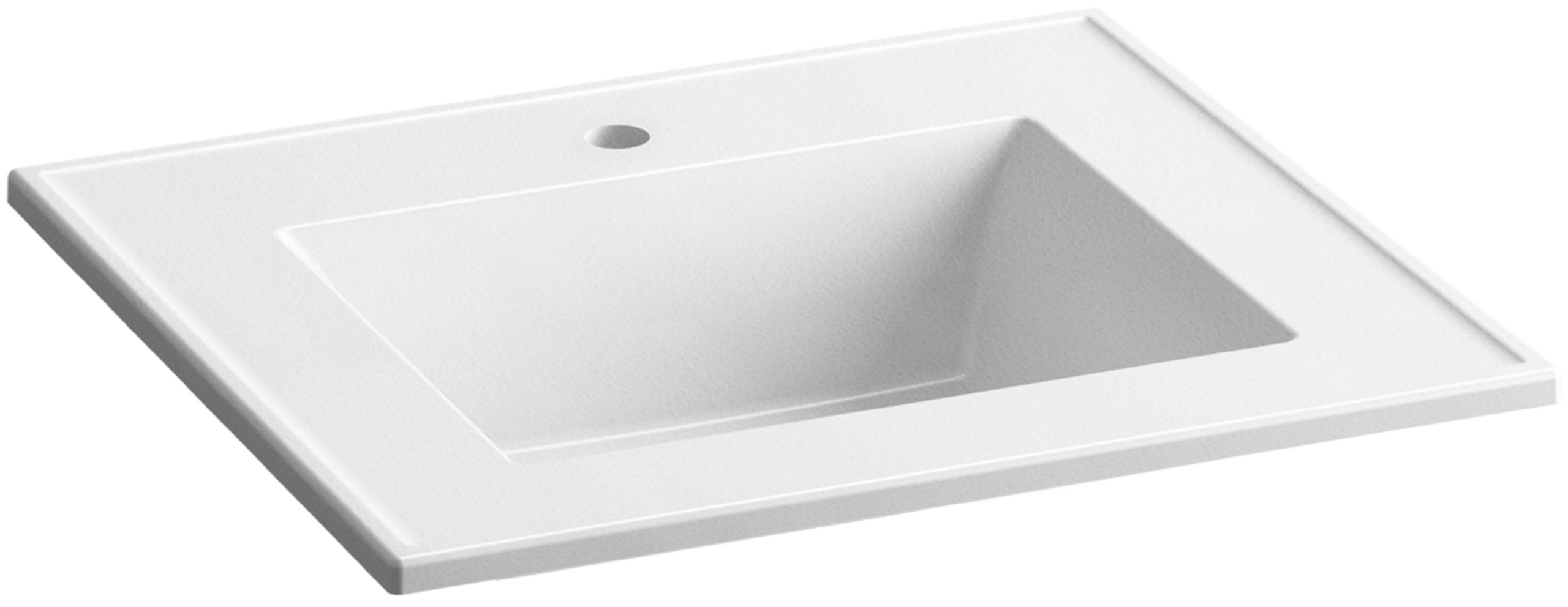 KOHLER 2777-1-G81 White Ceramic Rectangular Bathroom Sink - 25-Inch Vanity Top with Single Faucet Hole | Durable Impressions Collection | Perfect for Modern Bathroom Renovations & Home Upgrades