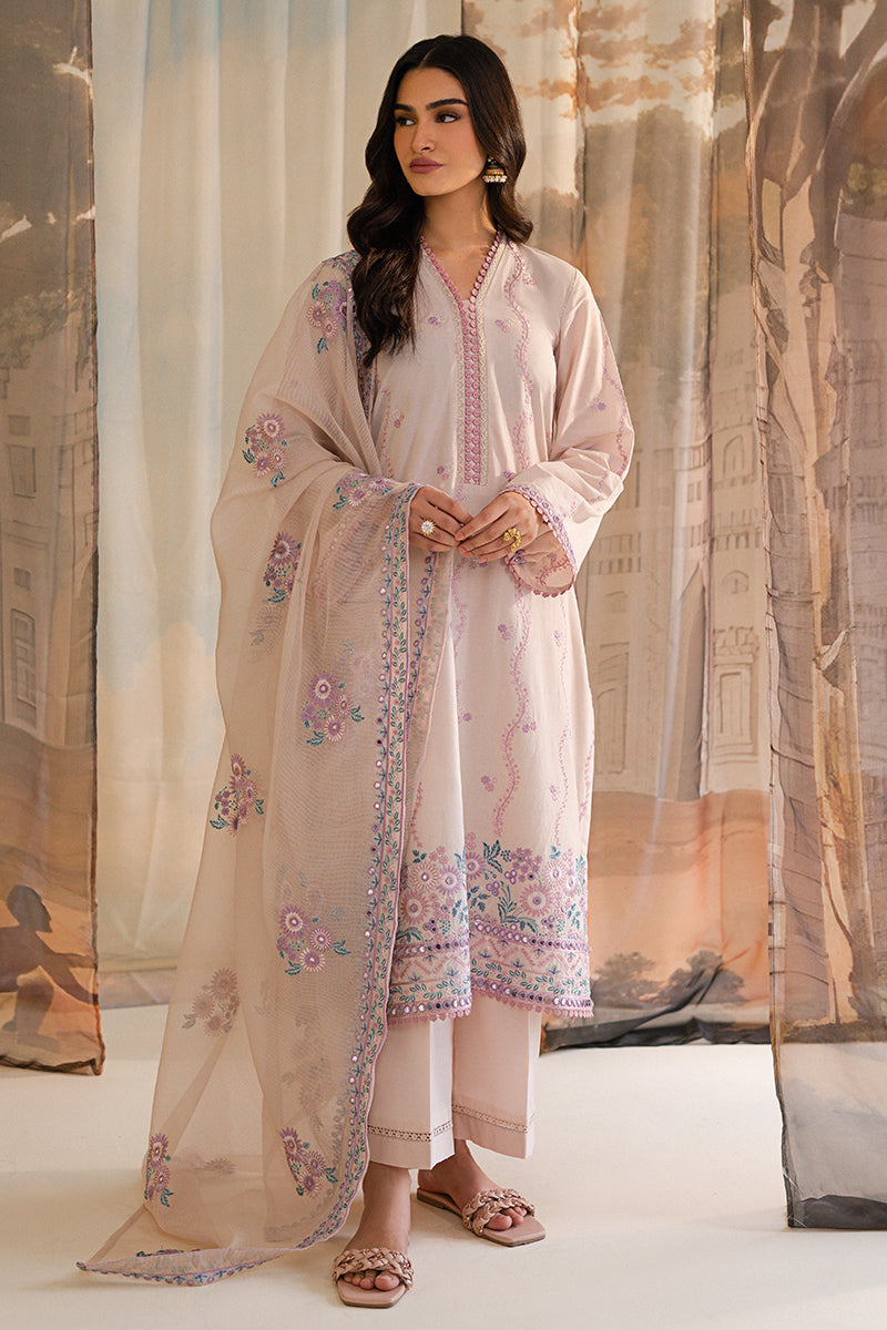 Elegant Hushed Violet 3-Piece Lawn Embroidered Suit for Women - Perfect for Weddings, Parties & Special Occasions