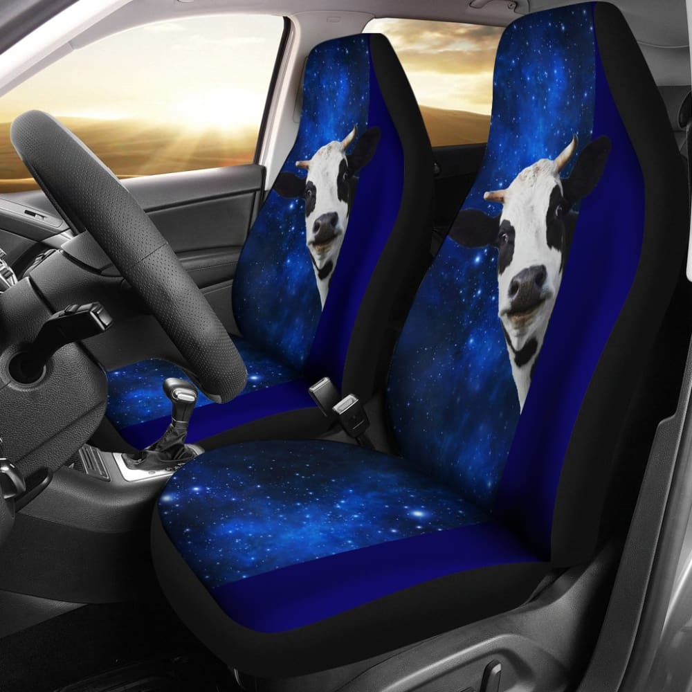 Premium Galaxy Print Cow Spirit Car Seat Covers - Unique Gift for Car Enthusiasts | Perfect for SUVs, Trucks & Road Trips