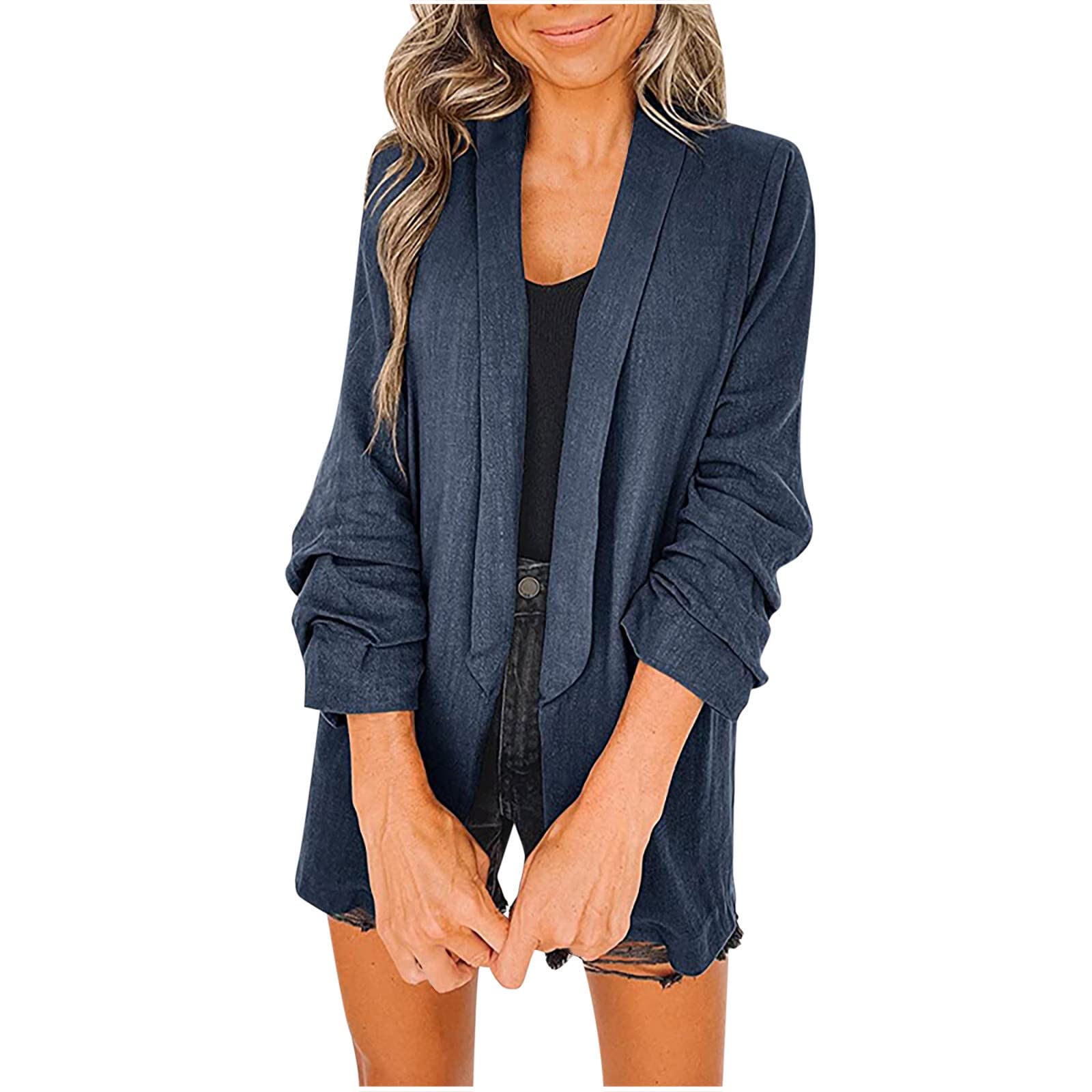 Miximx Women's Fall Tops 2023 - Casual Long Sleeve Solid Color Coat with Pockets | Warm Autumn Outerwear for Work, Dating & Daily Wear