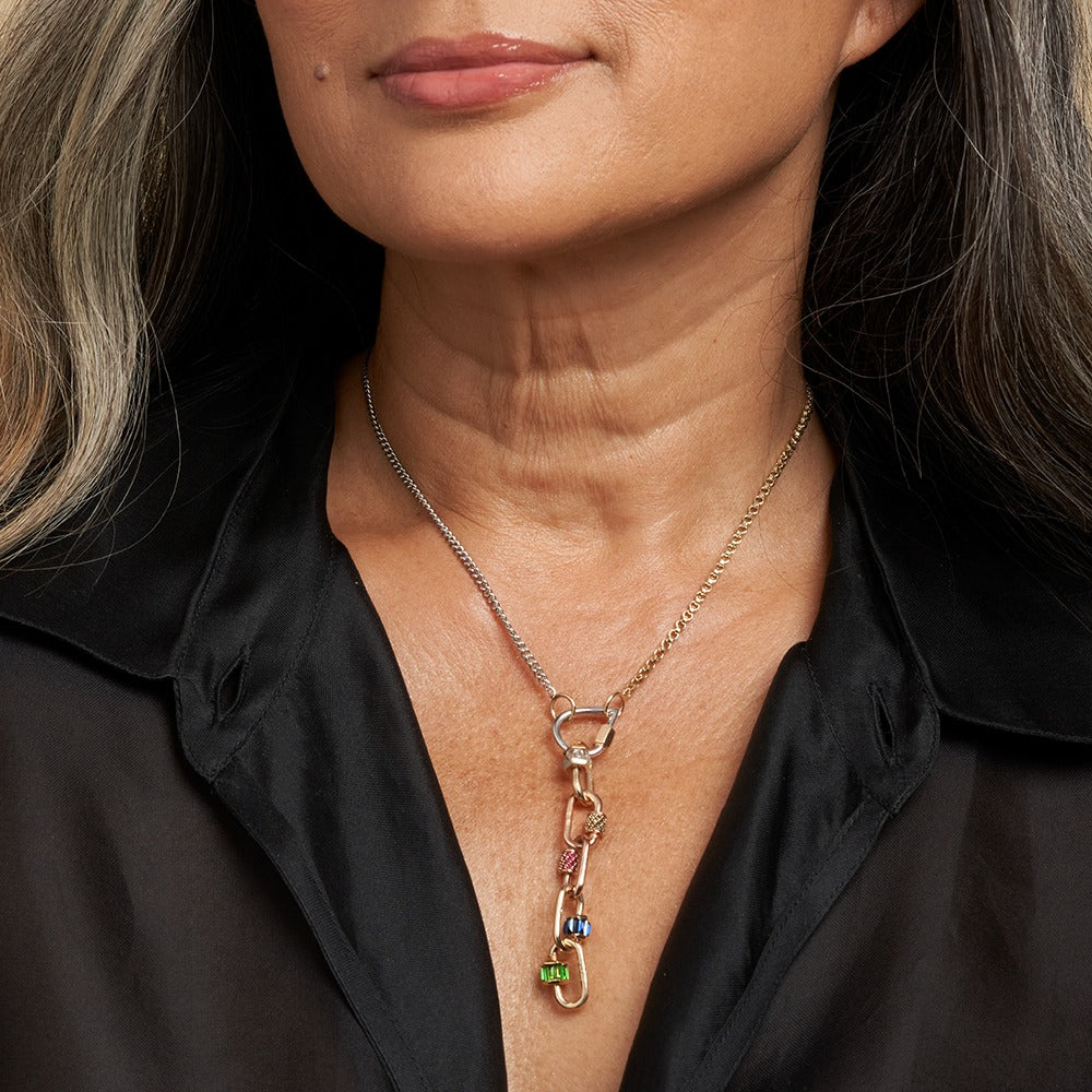 Marla Aaron Mixed Up Half & Half Chain Necklace - Stylish Layered Gold & Silver Necklace for Women - Perfect for Everyday Wear, Date Nights & Gifts