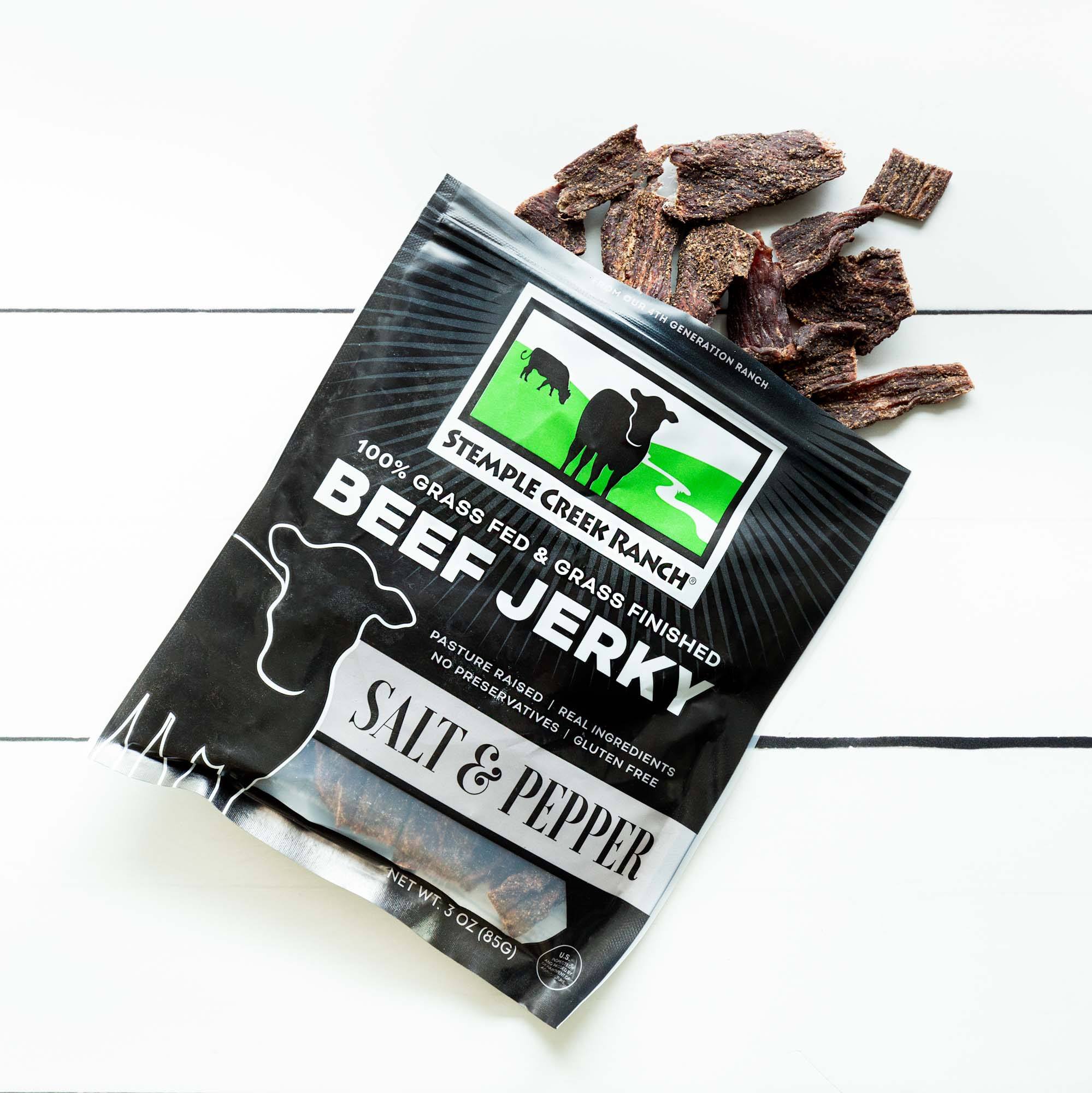 Premium Grass-Fed Beef Jerky with Sea Salt & Black Pepper | High-Protein, Low-Carb Snack for Hiking, Camping & Road Trips