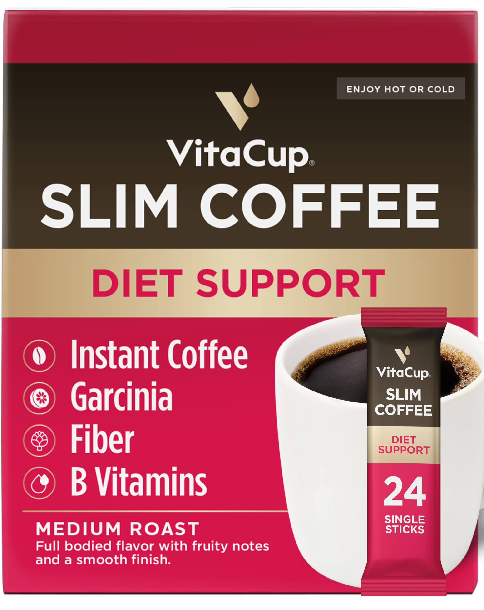 Vitacup Slim Instant Coffee Packets & Ground Coffee Bundle - 24 Single Serve Coffee Sticks & 11 oz Bag of Premium Ground Coffee - Perfect for Travel, Office & Home Brewing
